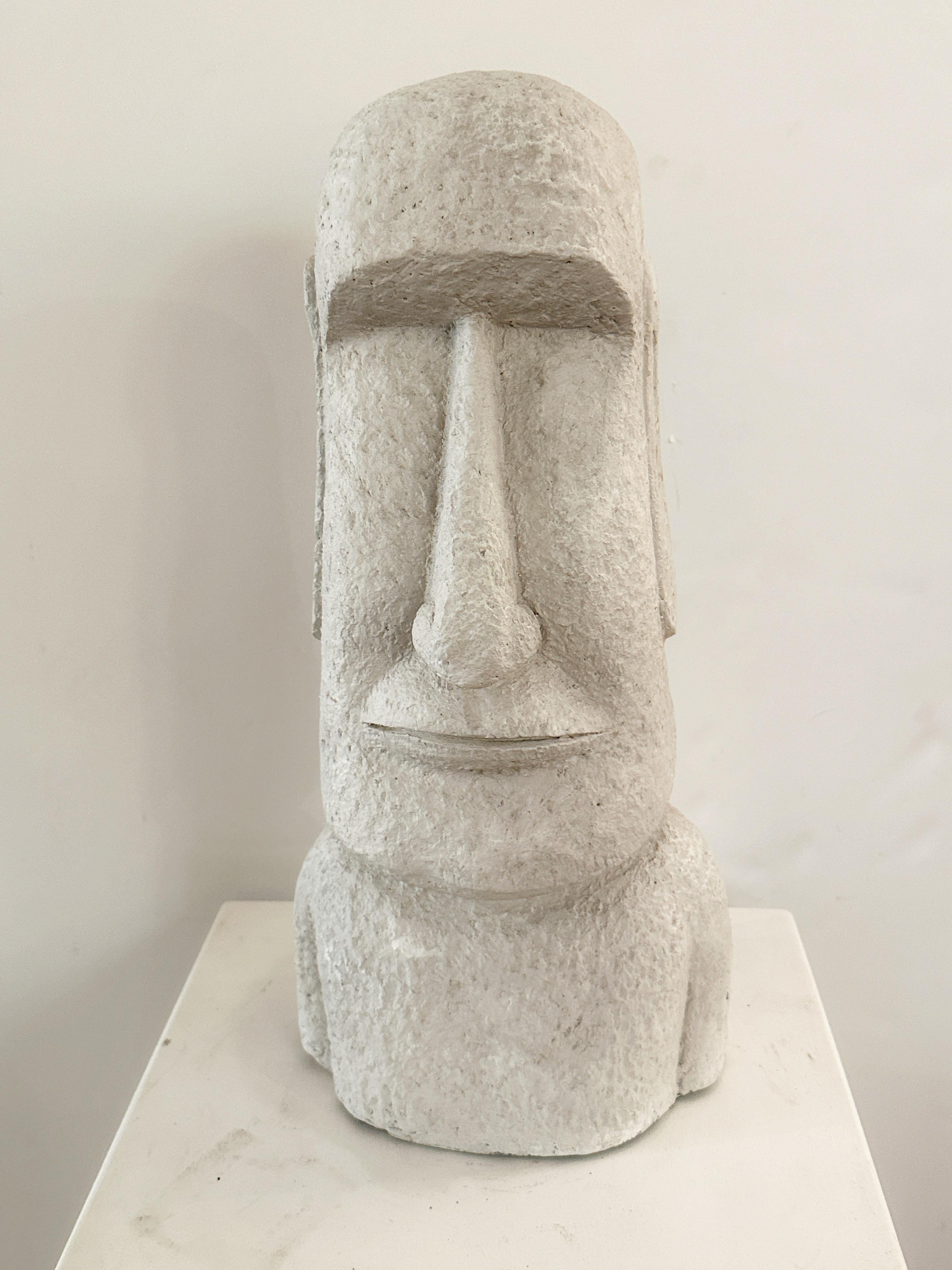 20th Century Plaster Head Primitive Sculpture in the style of Easter Island Moai Sculpture For Sale