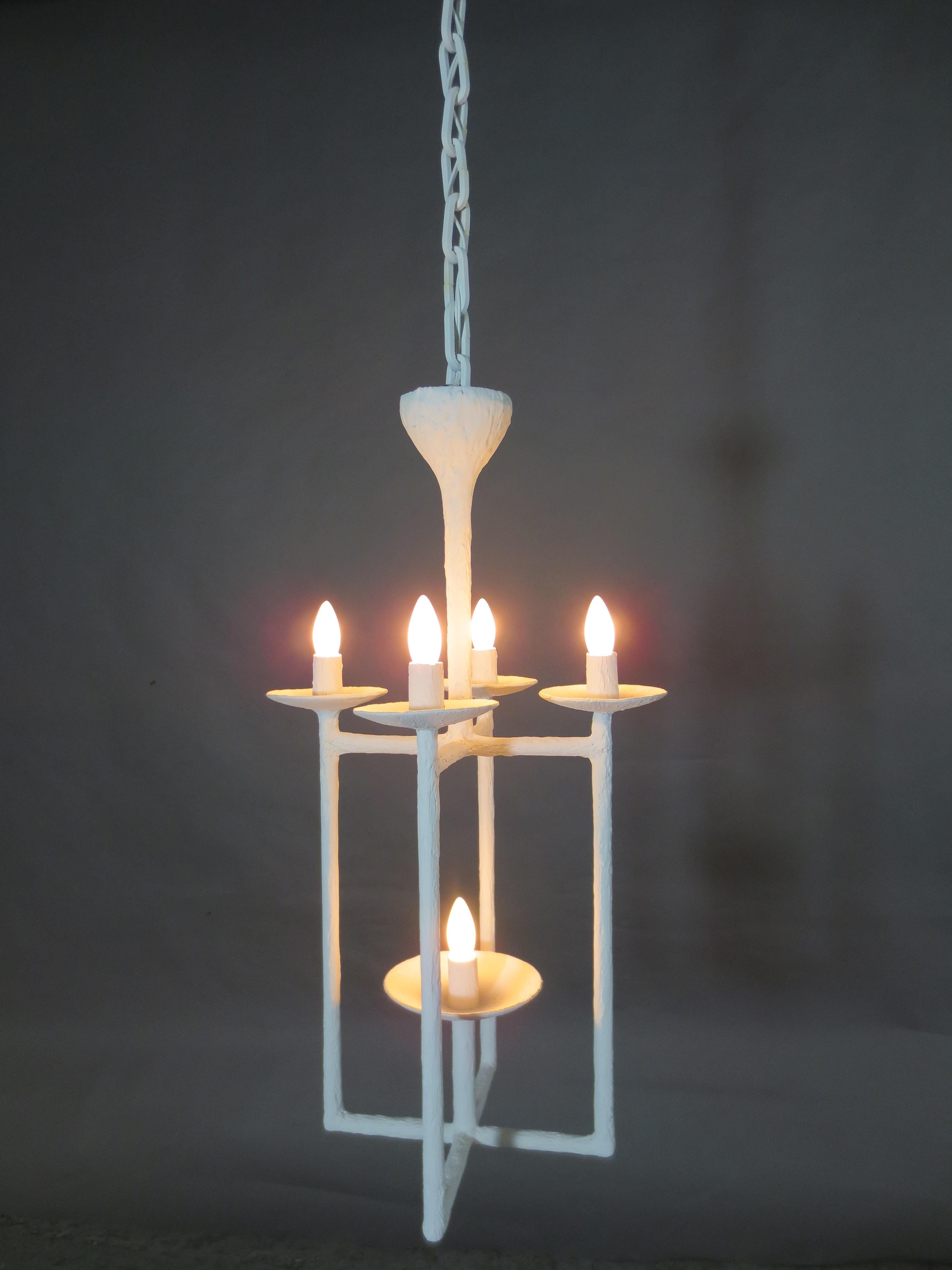 Modern Plaster Lantern White Finish Chandelier by Apsara Interior