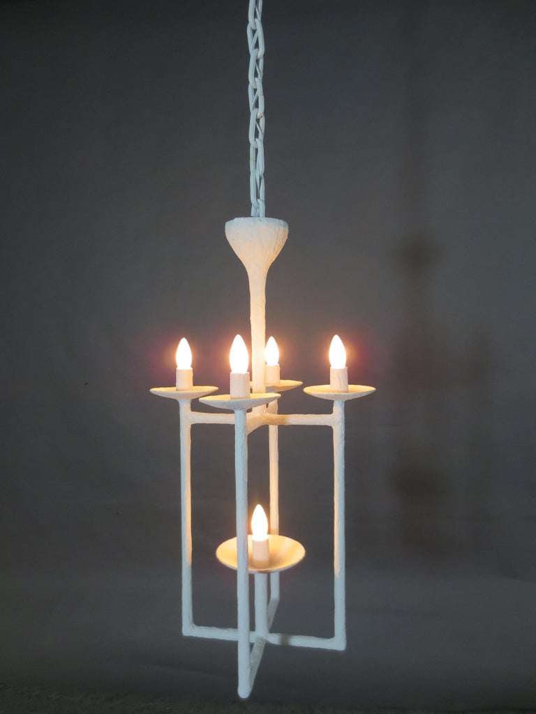 Plaster Lantern White Finish Chandelier by Apsara Interior at 1stDibs