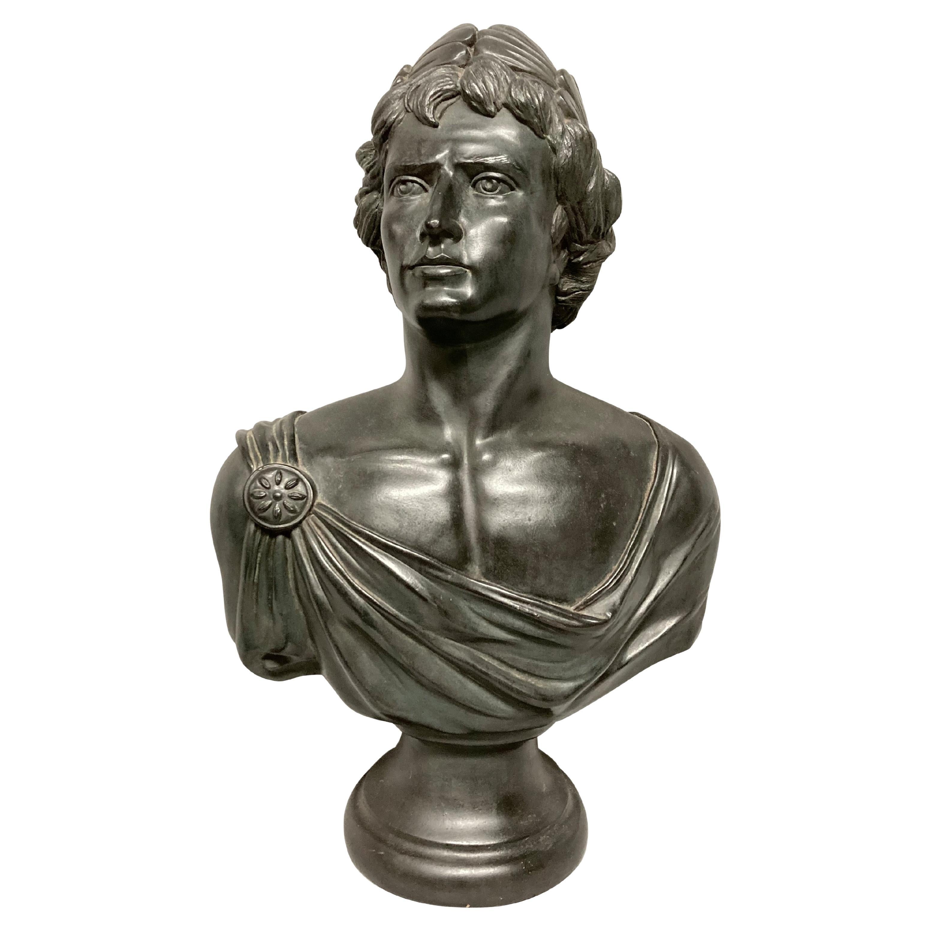 Gips Bibliotheksbüste des Kaisers Augustus aus Gips im Angebot