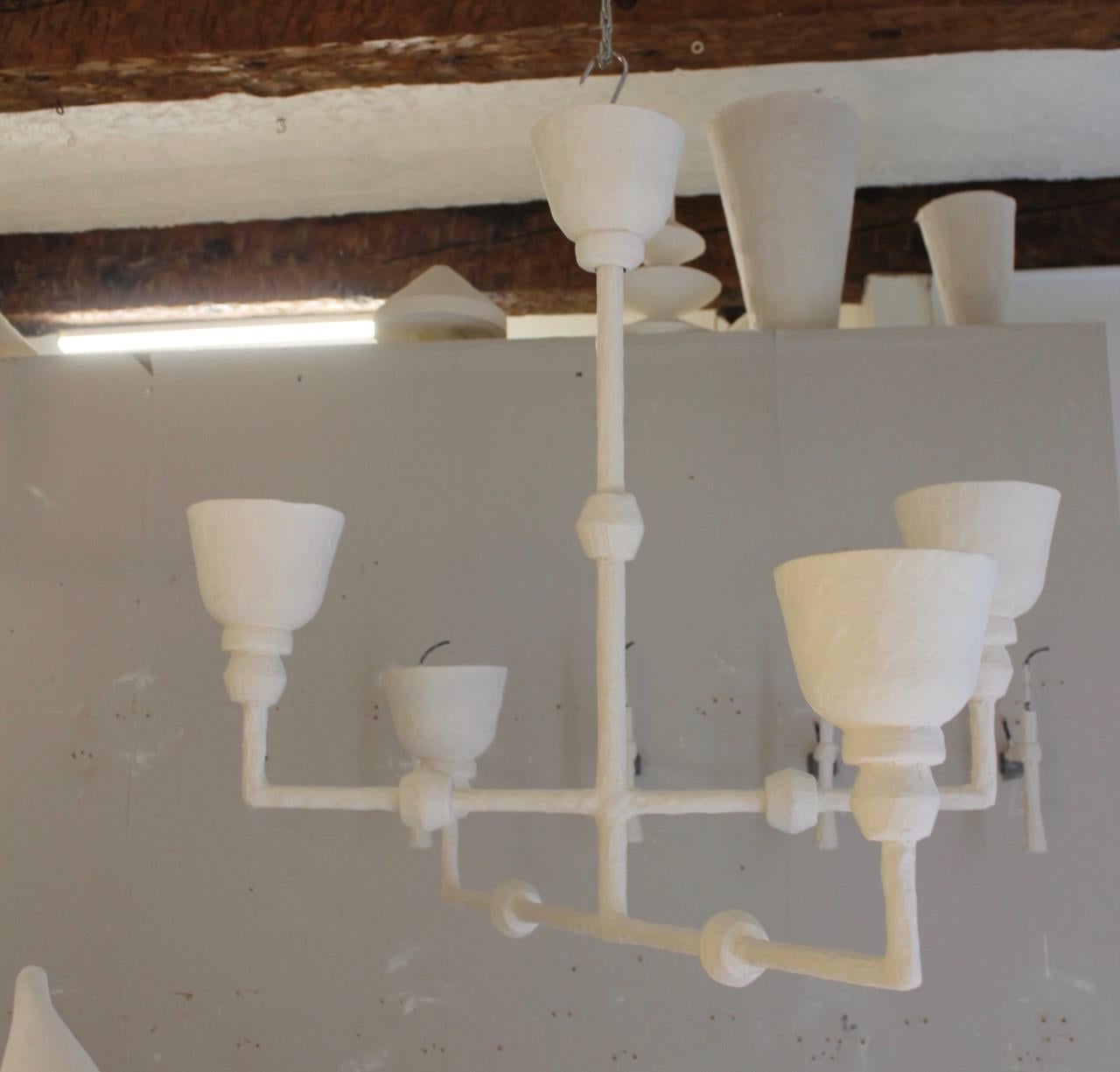 Plaster light, Giacometti style with four branches for pair For Sale 5