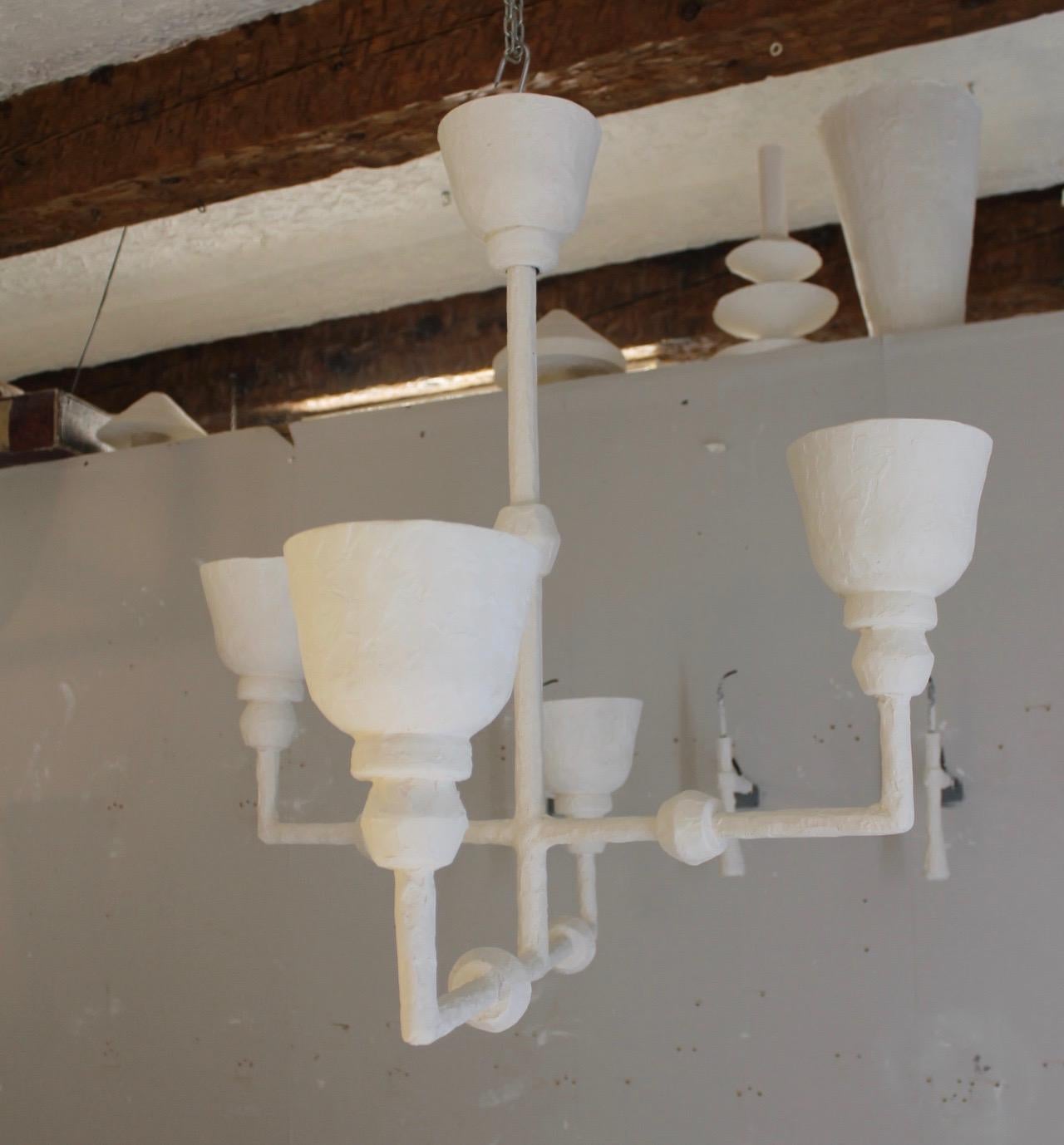 French Plaster light, Giacometti style with four branches for pair For Sale