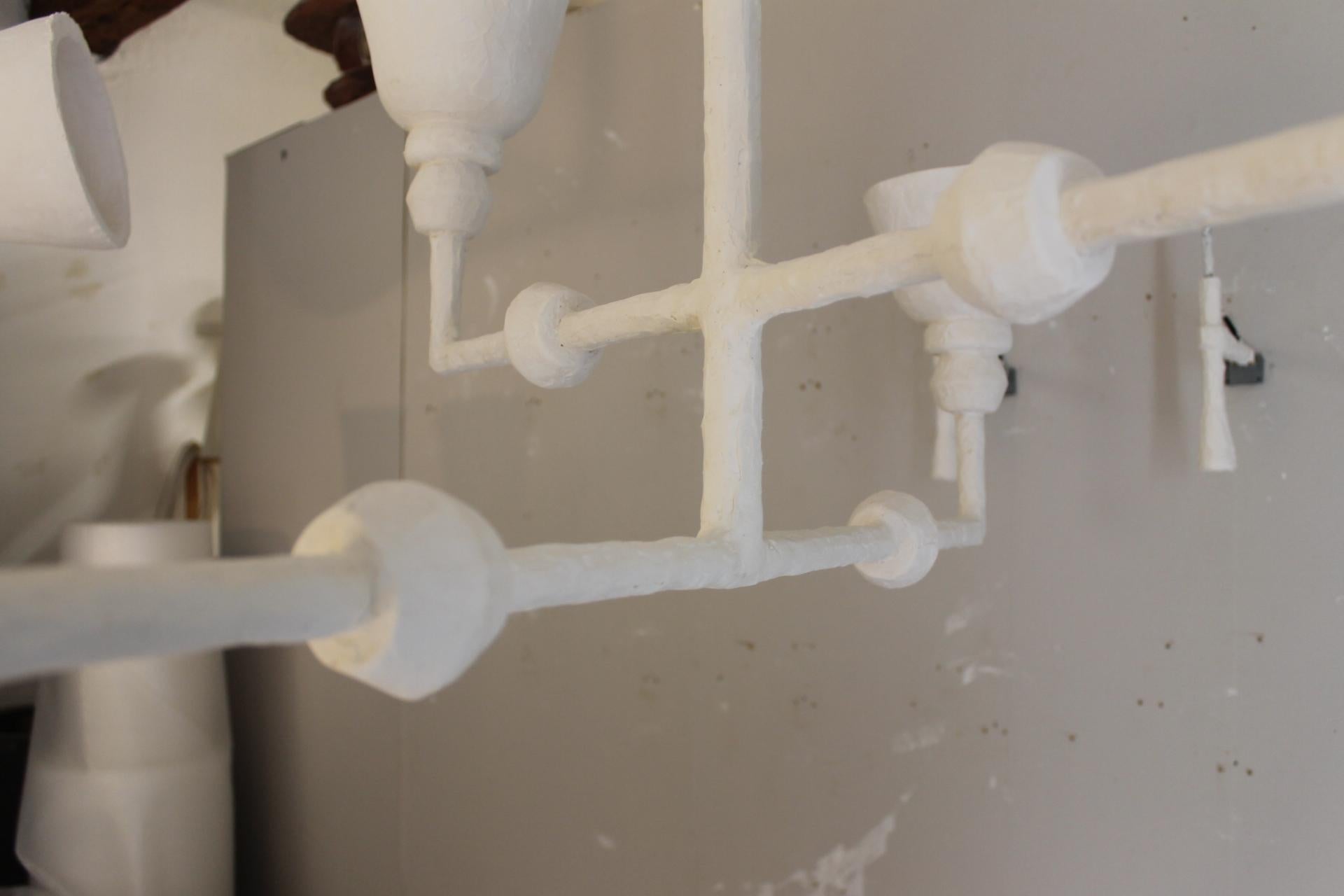 Plaster light, Giacometti style with four branches for pair In New Condition For Sale In Nice, FR