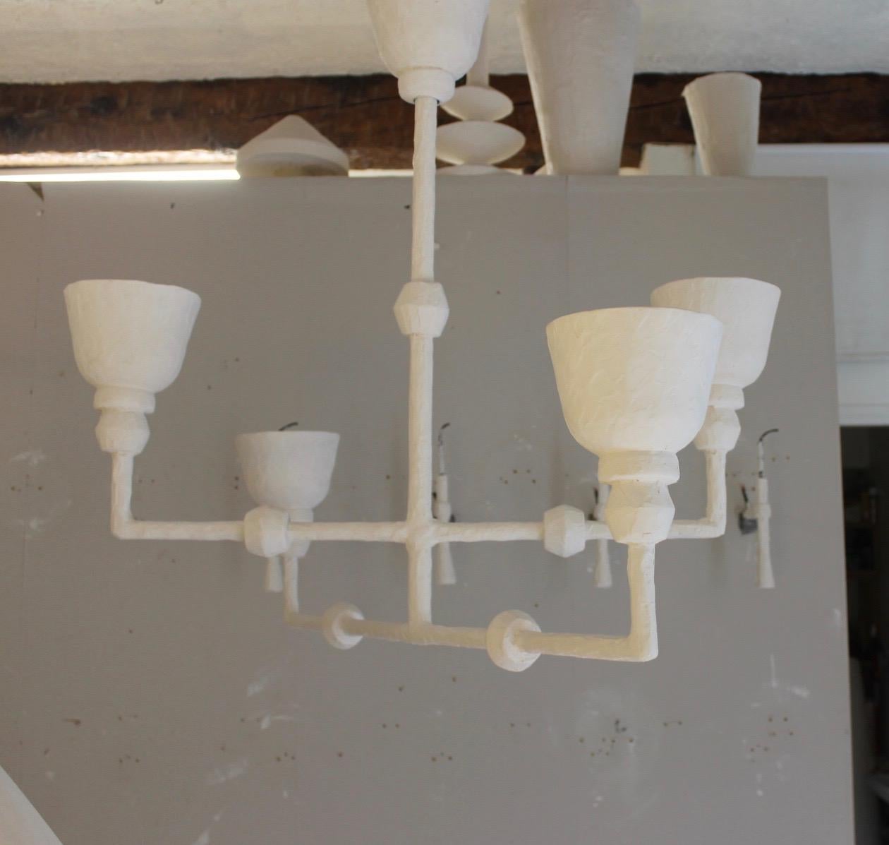 Lampe en plâtre de style Giacometti avec quatre branches en vente 5