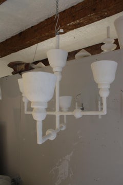 Lampe en plâtre de style Giacometti avec quatre branches