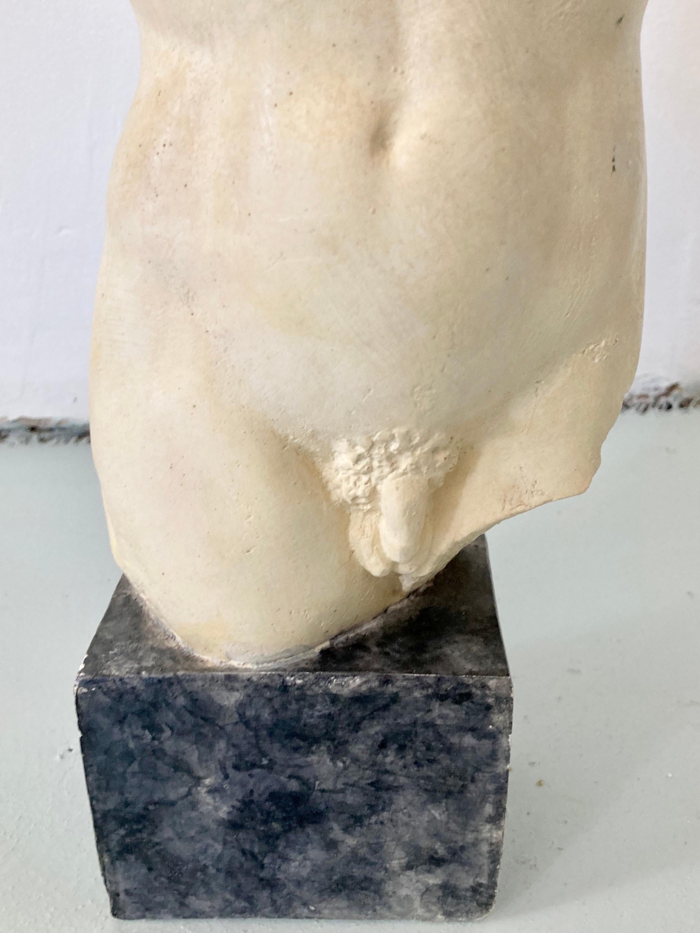 Plaster Male Body Statue on a Base For Sale 1