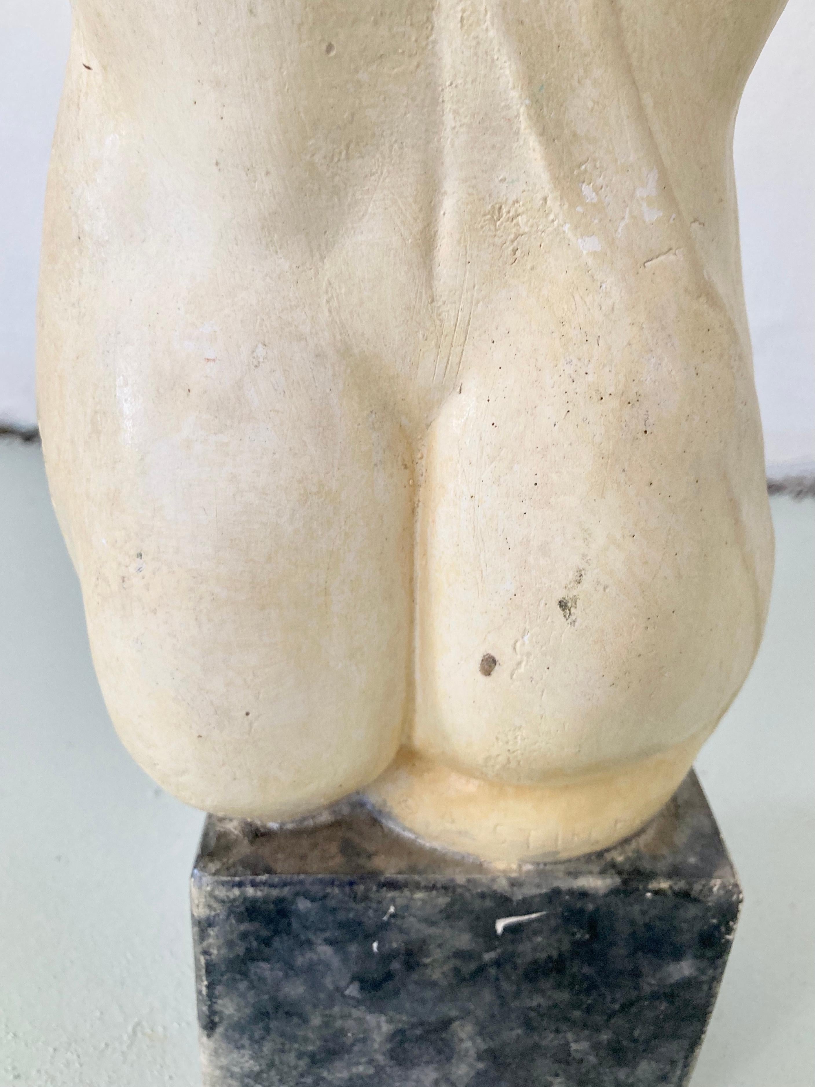 Plaster Male Body Statue on a Base For Sale 2