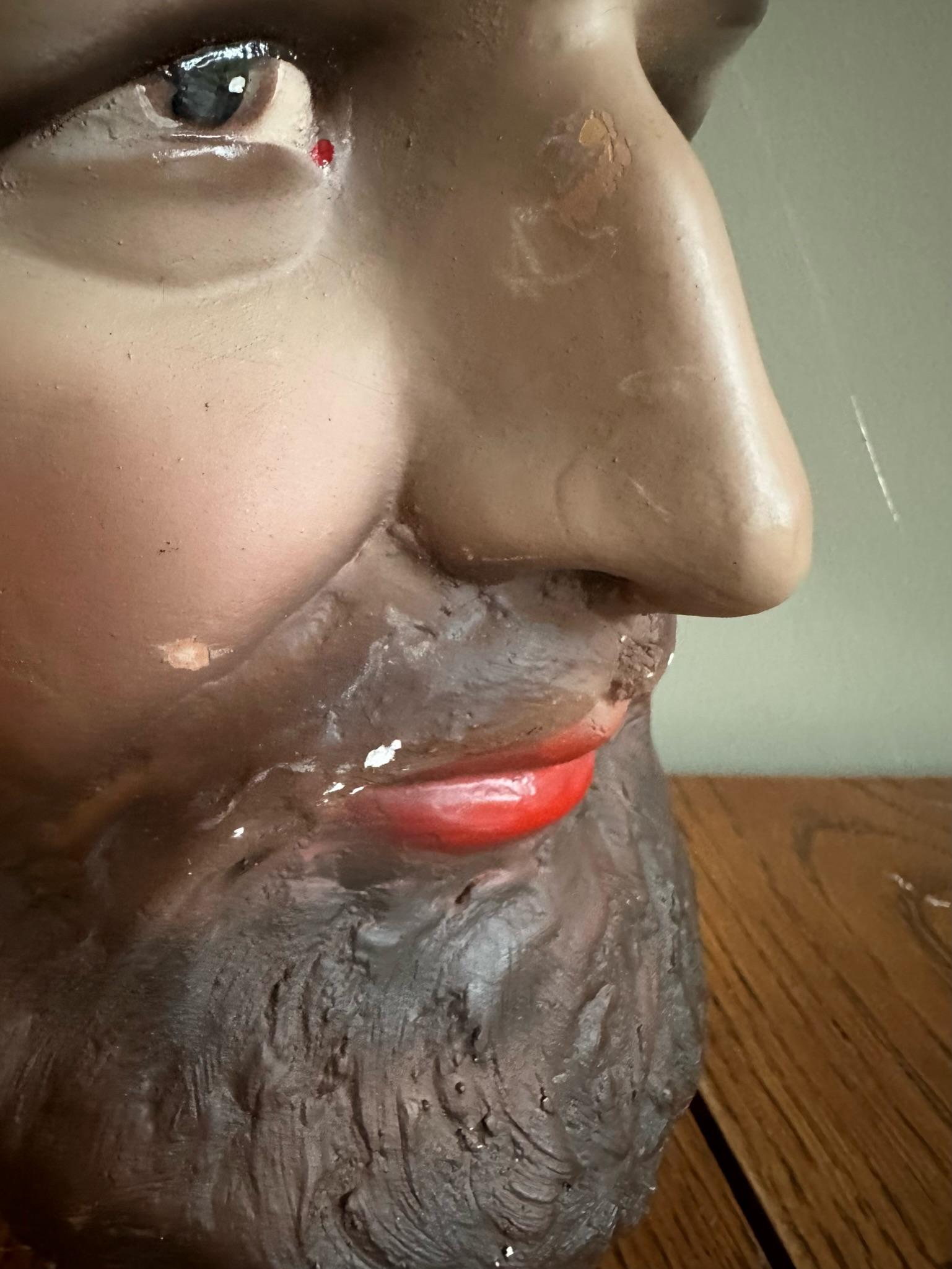 Plaster Male Mannequin Head with Beard For Sale 1