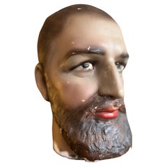 Antique Plaster Male Mannequin Head with Beard