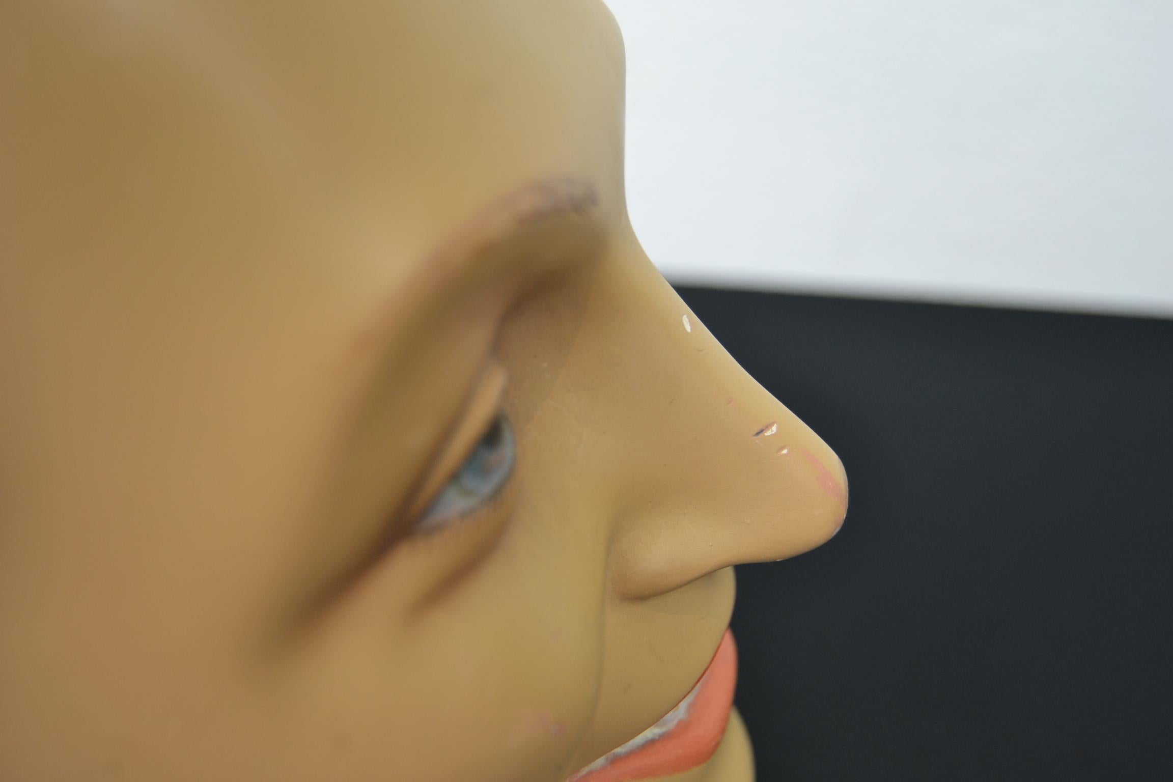 Plaster Male Mannequin Head with Blue Eyes For Sale 1