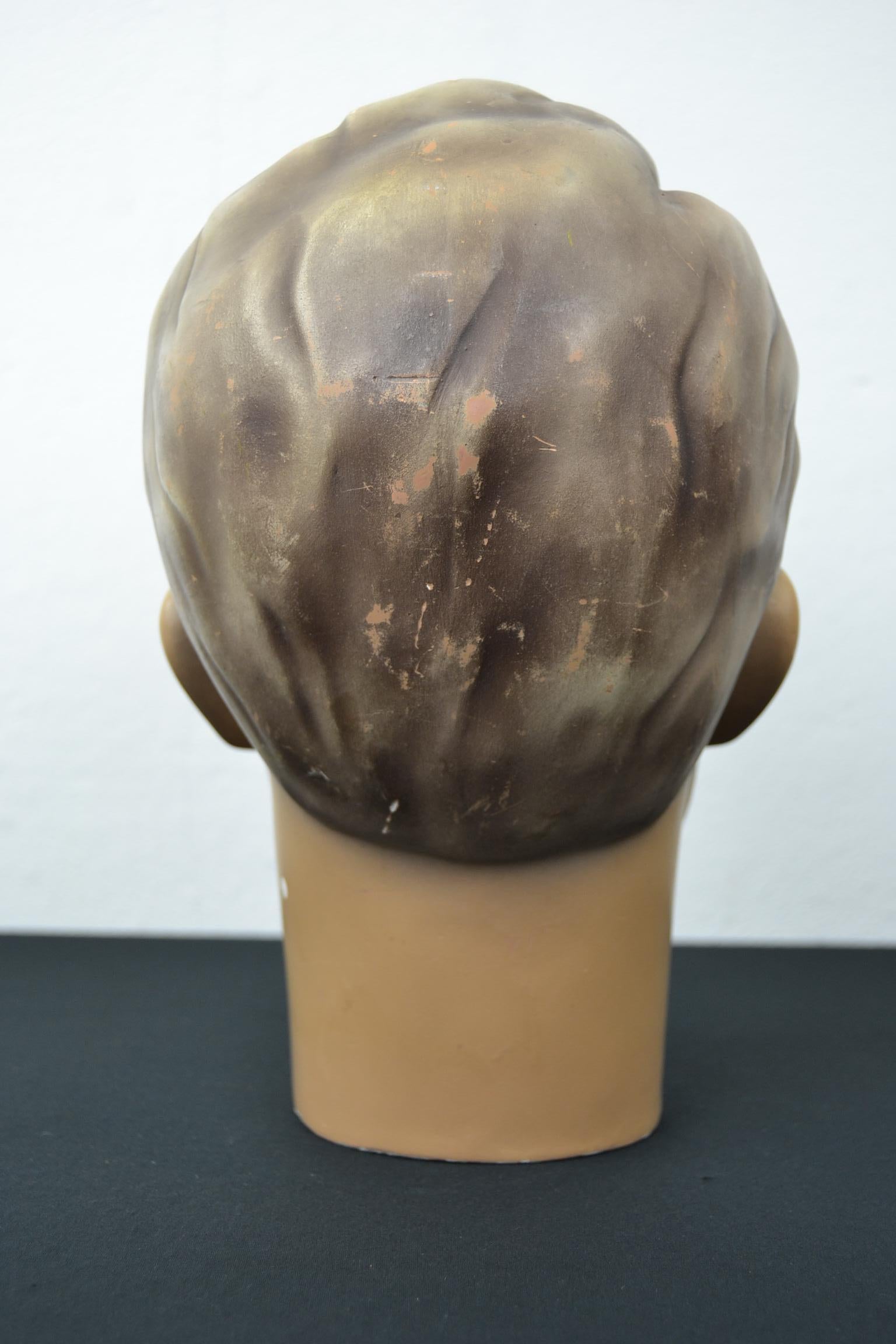 Plaster Male Mannequin Head with Blue Eyes For Sale 3