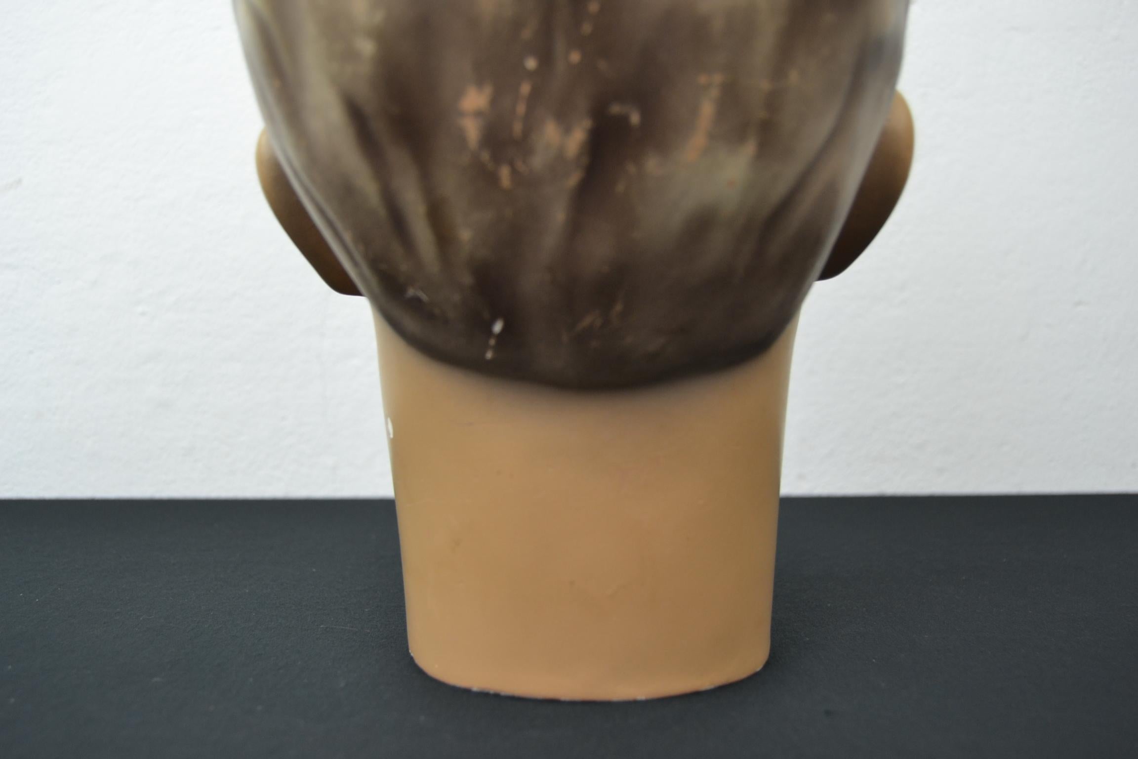 Plaster Male Mannequin Head with Blue Eyes For Sale 5