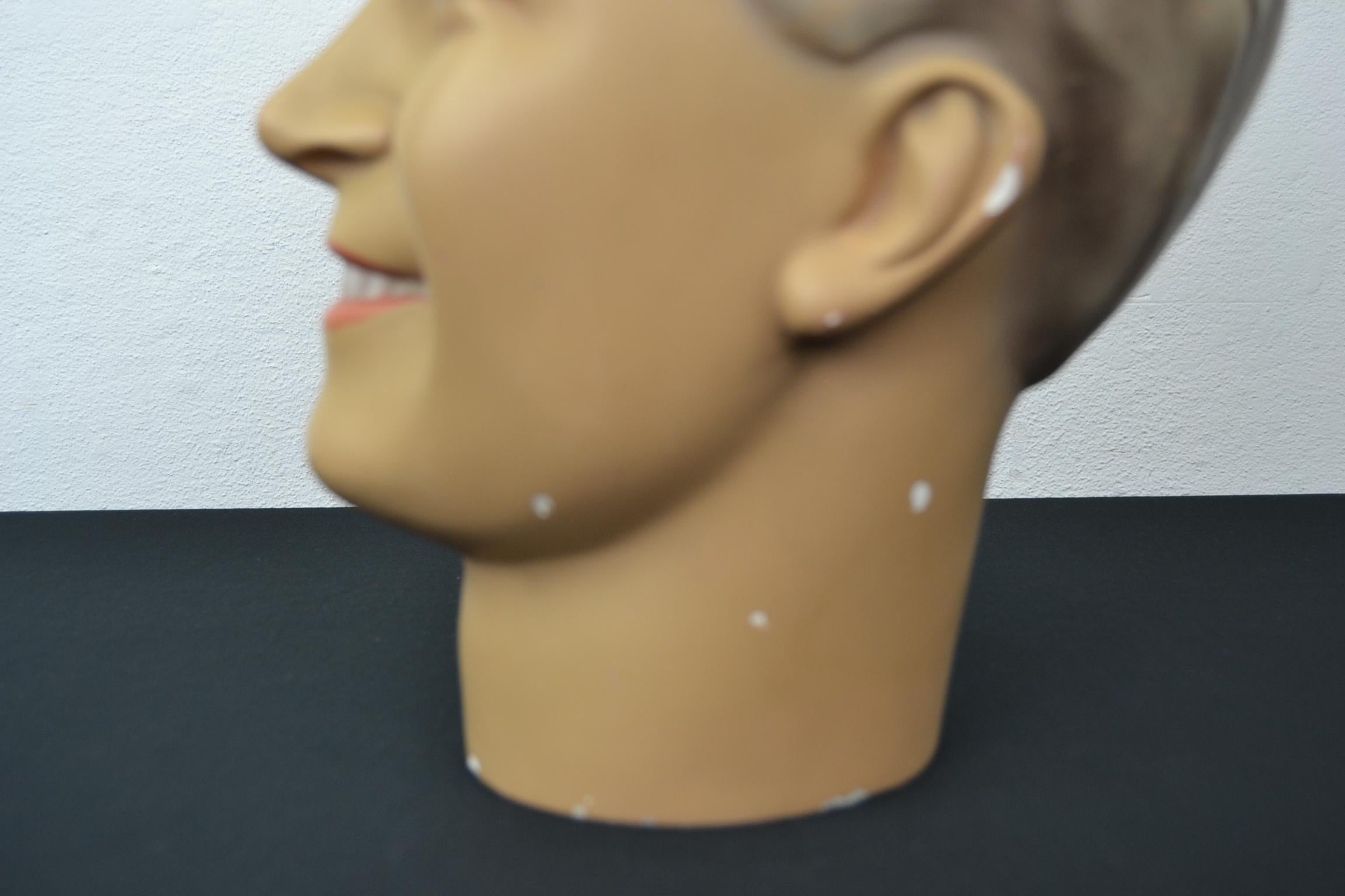 Plaster Male Mannequin Head with Blue Eyes For Sale 8