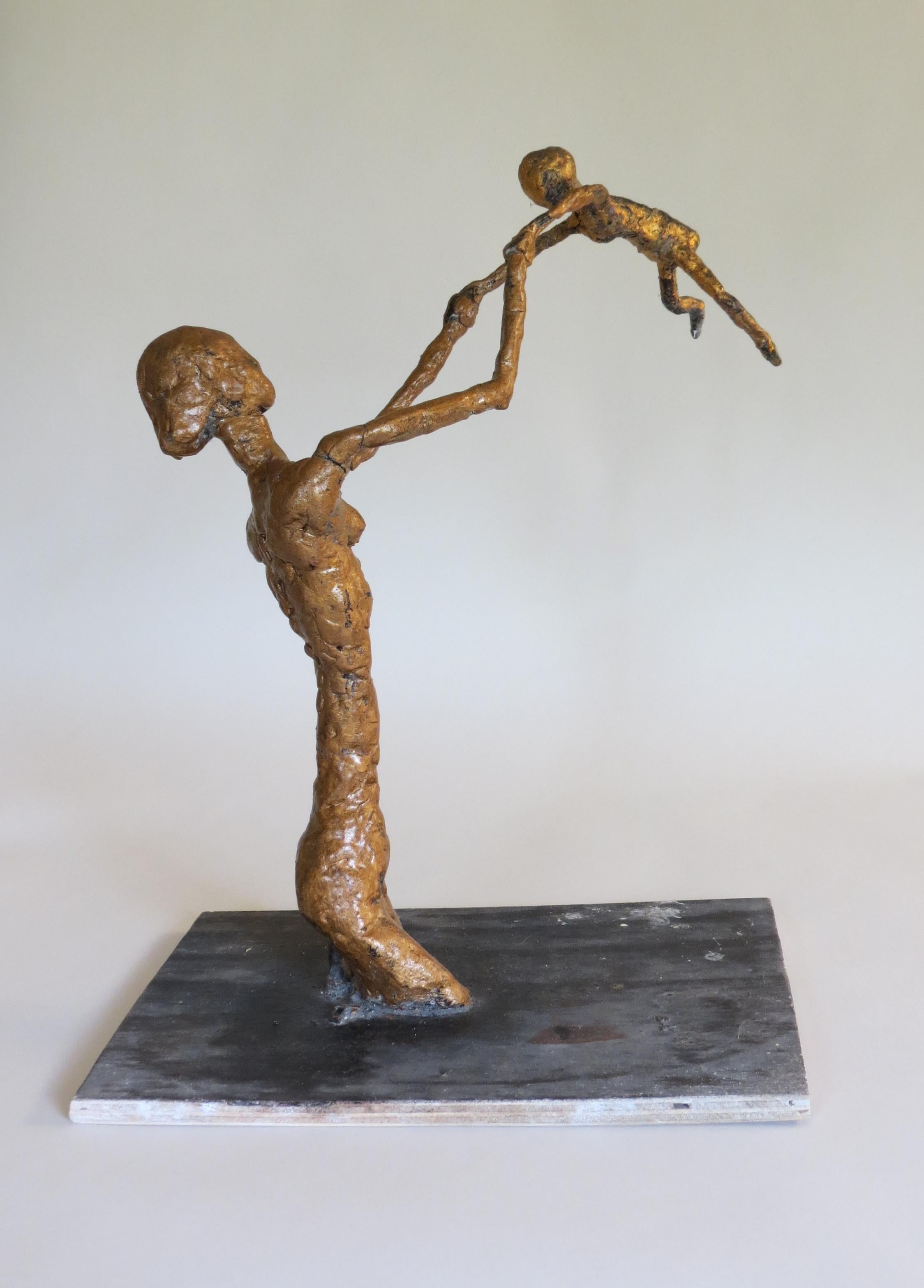 Expressionist Plaster Maquette Sculpture of Mother and Child by Bill Young Gold Sculpture