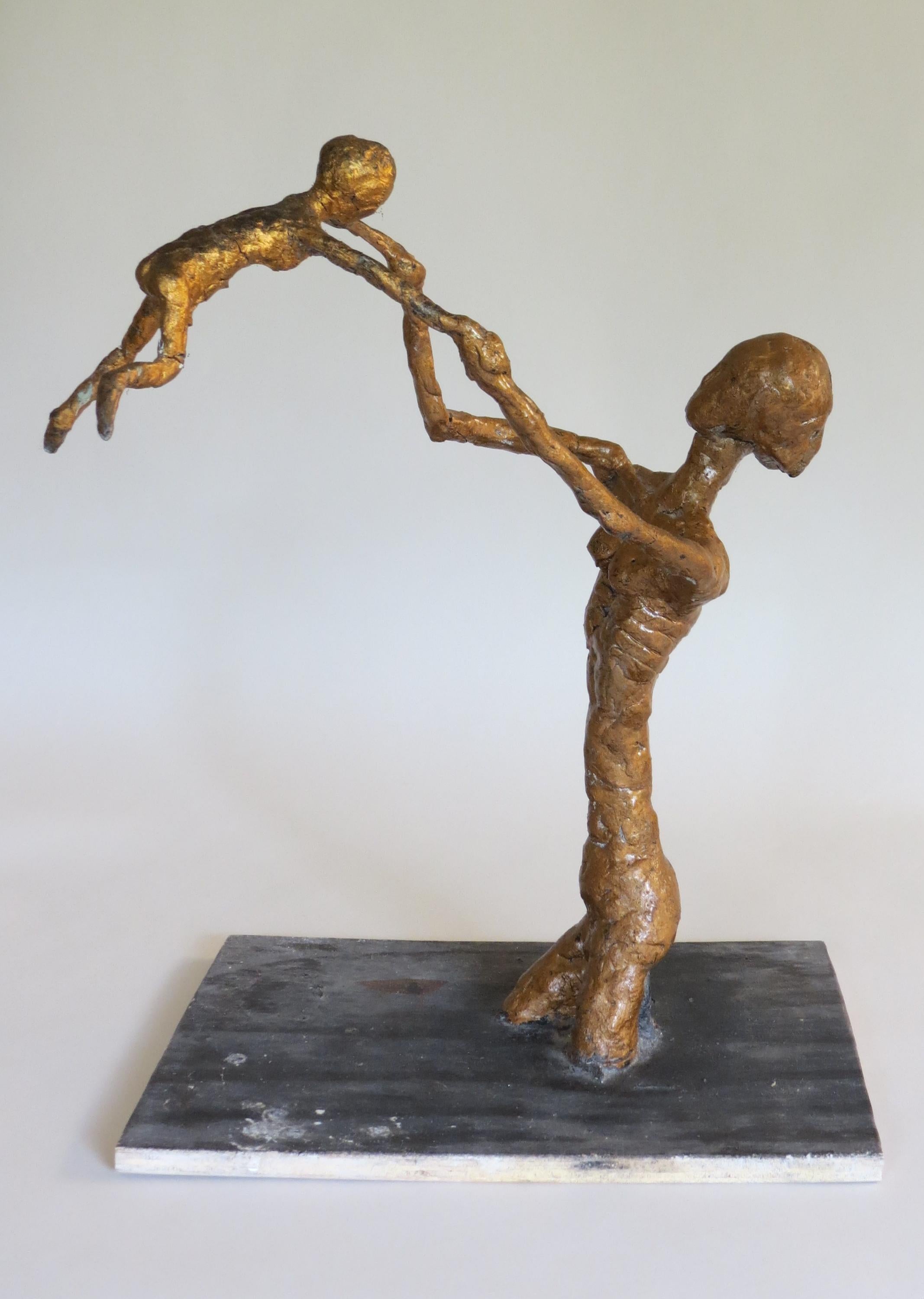 Hand-Crafted Plaster Maquette Sculpture of Mother and Child by Bill Young Gold Sculpture