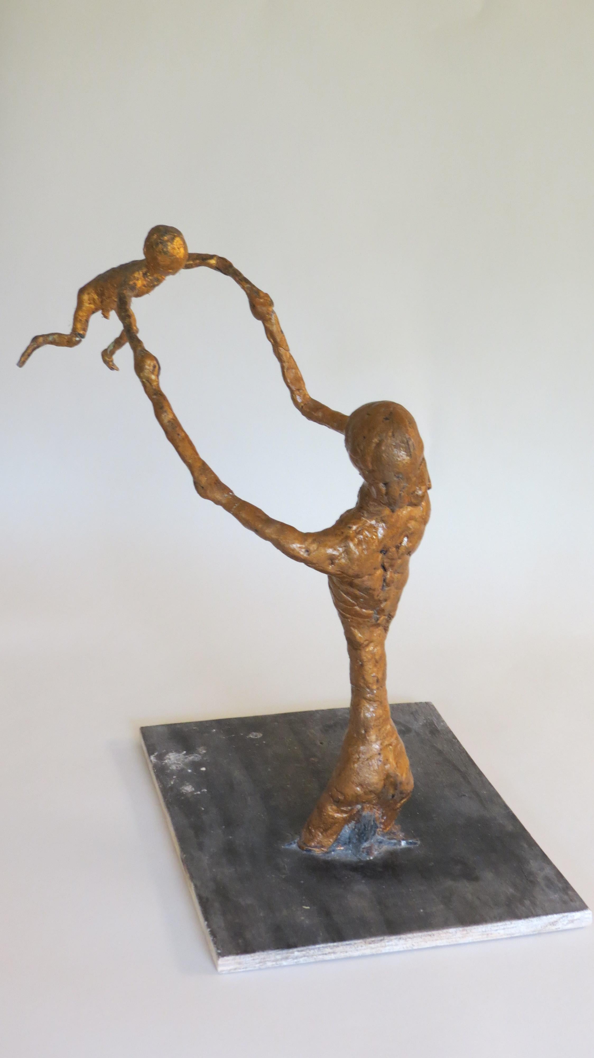 Contemporary Plaster Maquette Sculpture of Mother and Child by Bill Young Gold Sculpture