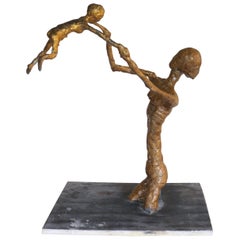 Plaster Maquette Sculpture of Mother and Child by Bill Young Gold Sculpture