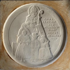 Plaster Medal Matrix of Saint Nicholas by Anie Mouroux – 20th Century