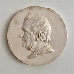 Plaster Medallion by A. Bérard – Bas-Relief of a Man with Sideburns, Early 19th