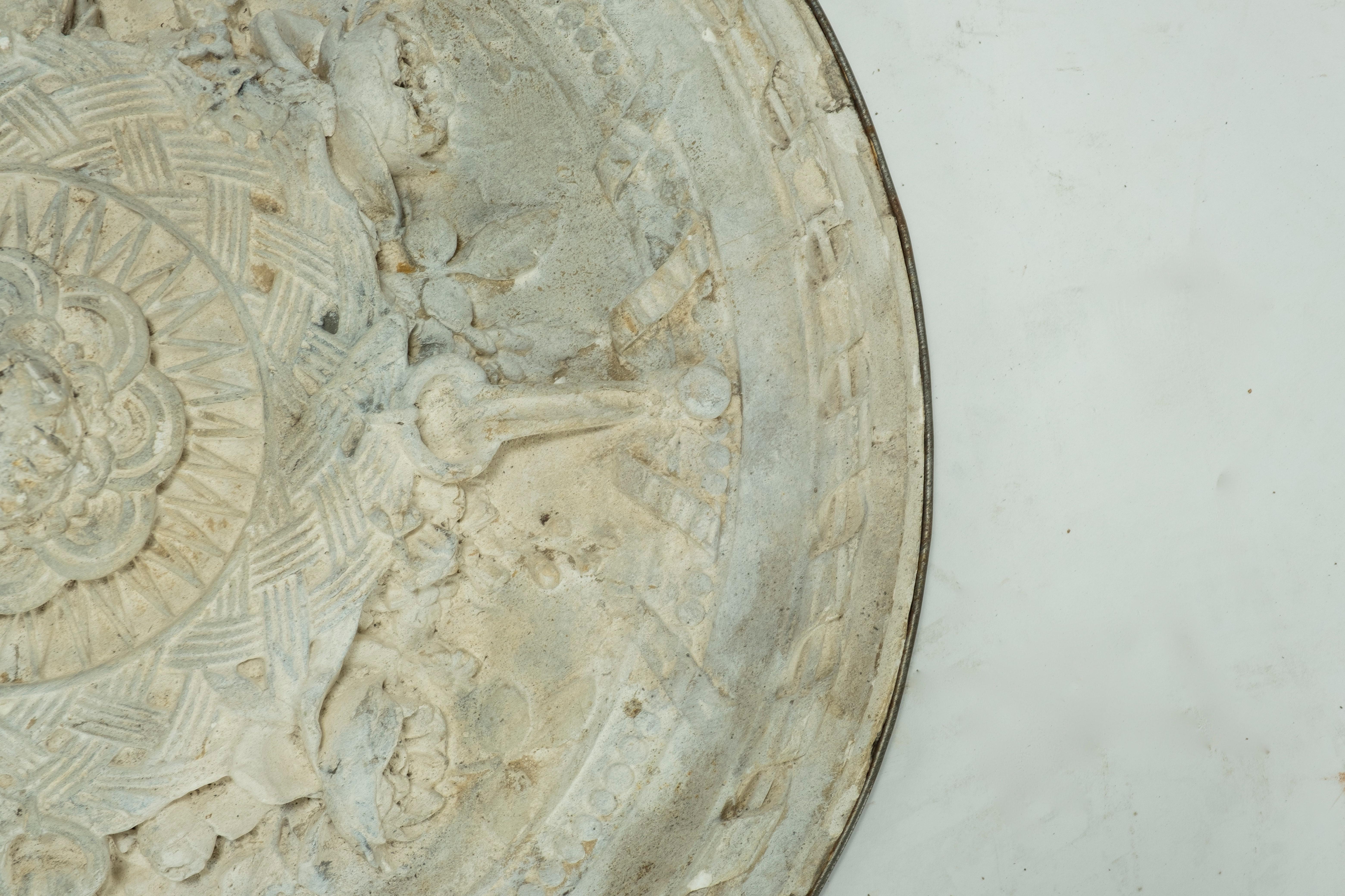 19th Century Plaster Medallion Wrapped in Iron