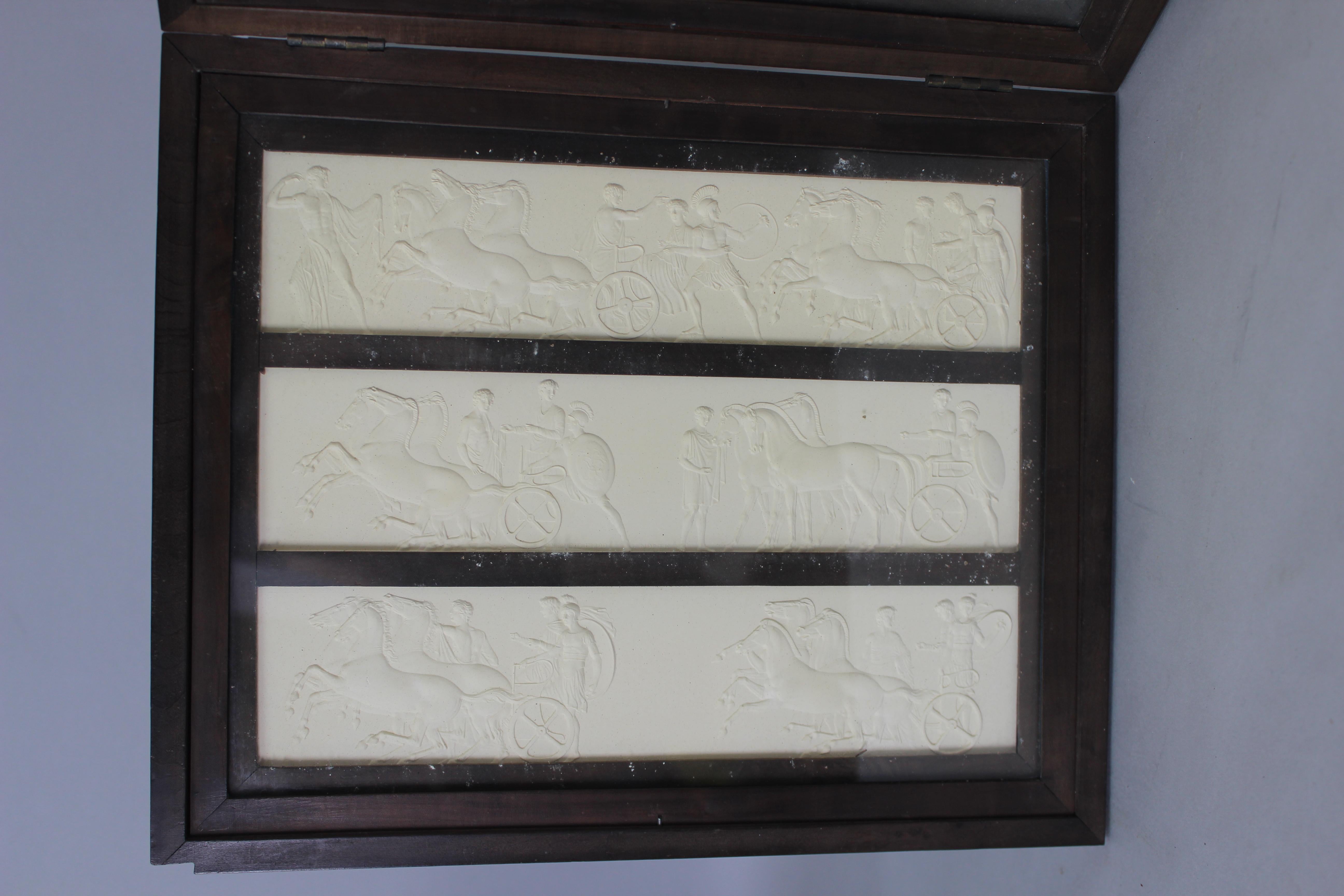Plaster miniatures of the Parthenon frieze in a box resembling books, Grand Tour For Sale 7