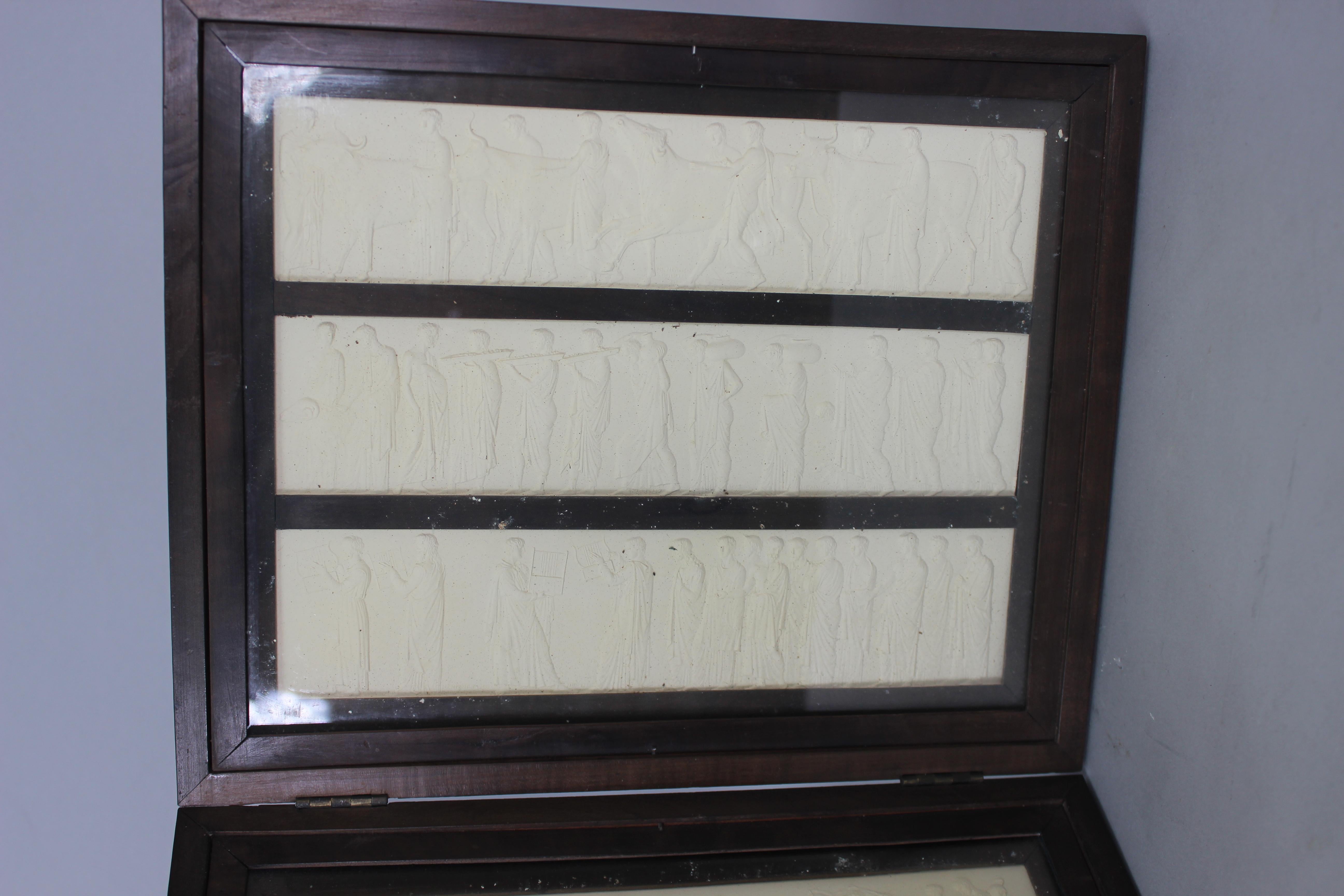 Plaster miniatures of the Parthenon frieze in a box resembling books, Grand Tour For Sale 9