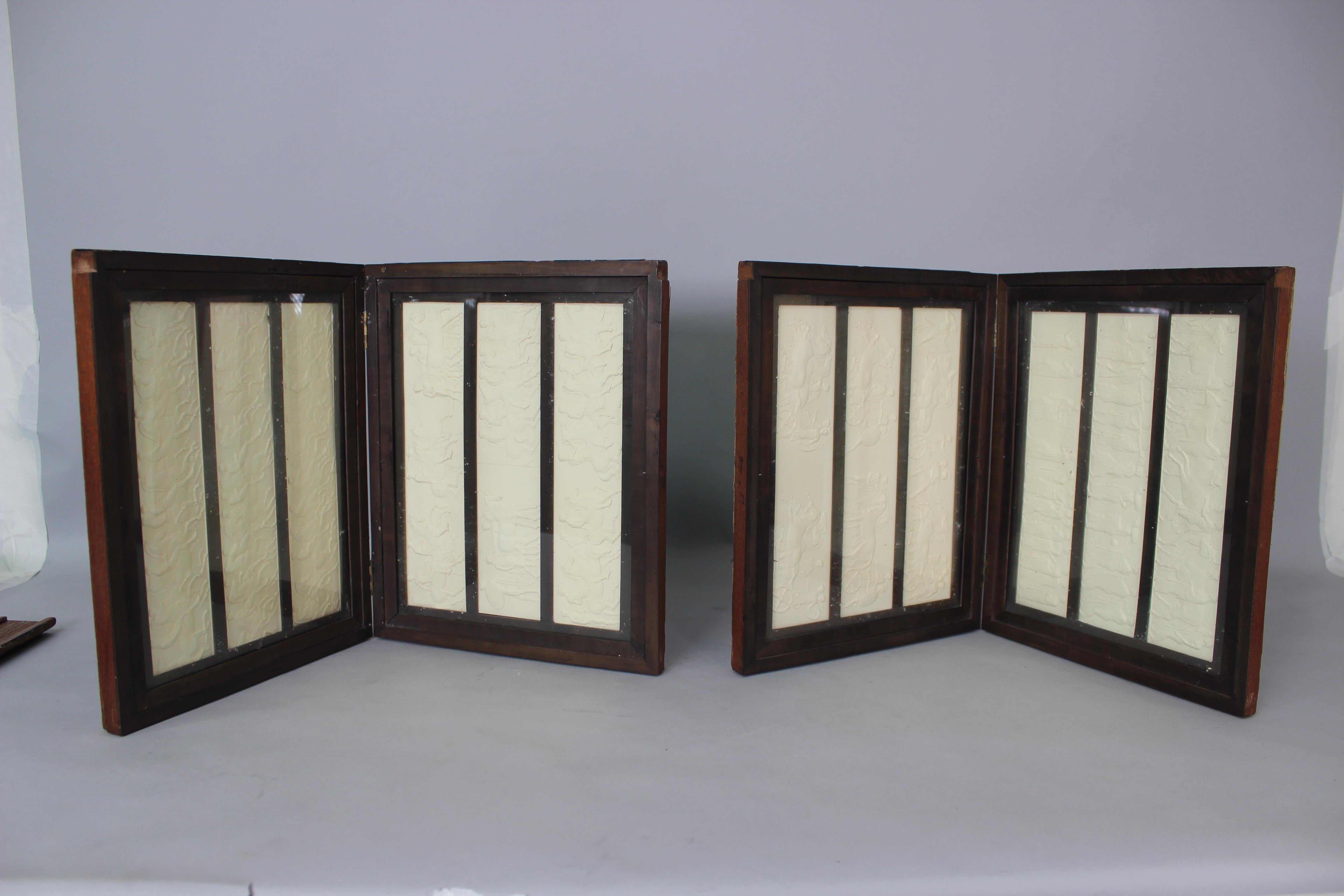 19th Century Plaster miniatures of the Parthenon frieze in a box resembling books, Grand Tour For Sale