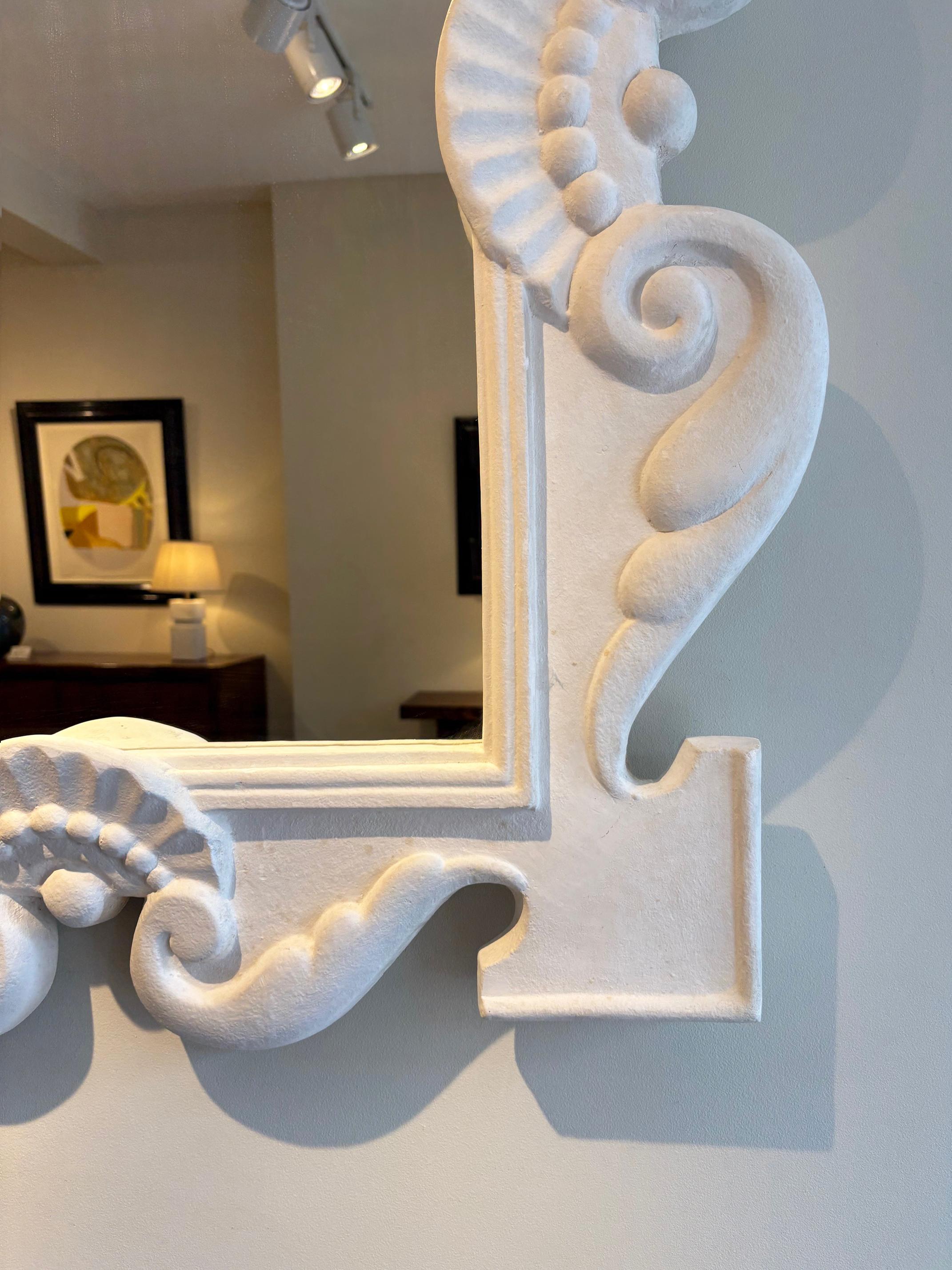 Plaster Mirror after Serge Roche (1898-1988) In Good Condition For Sale In London, GB
