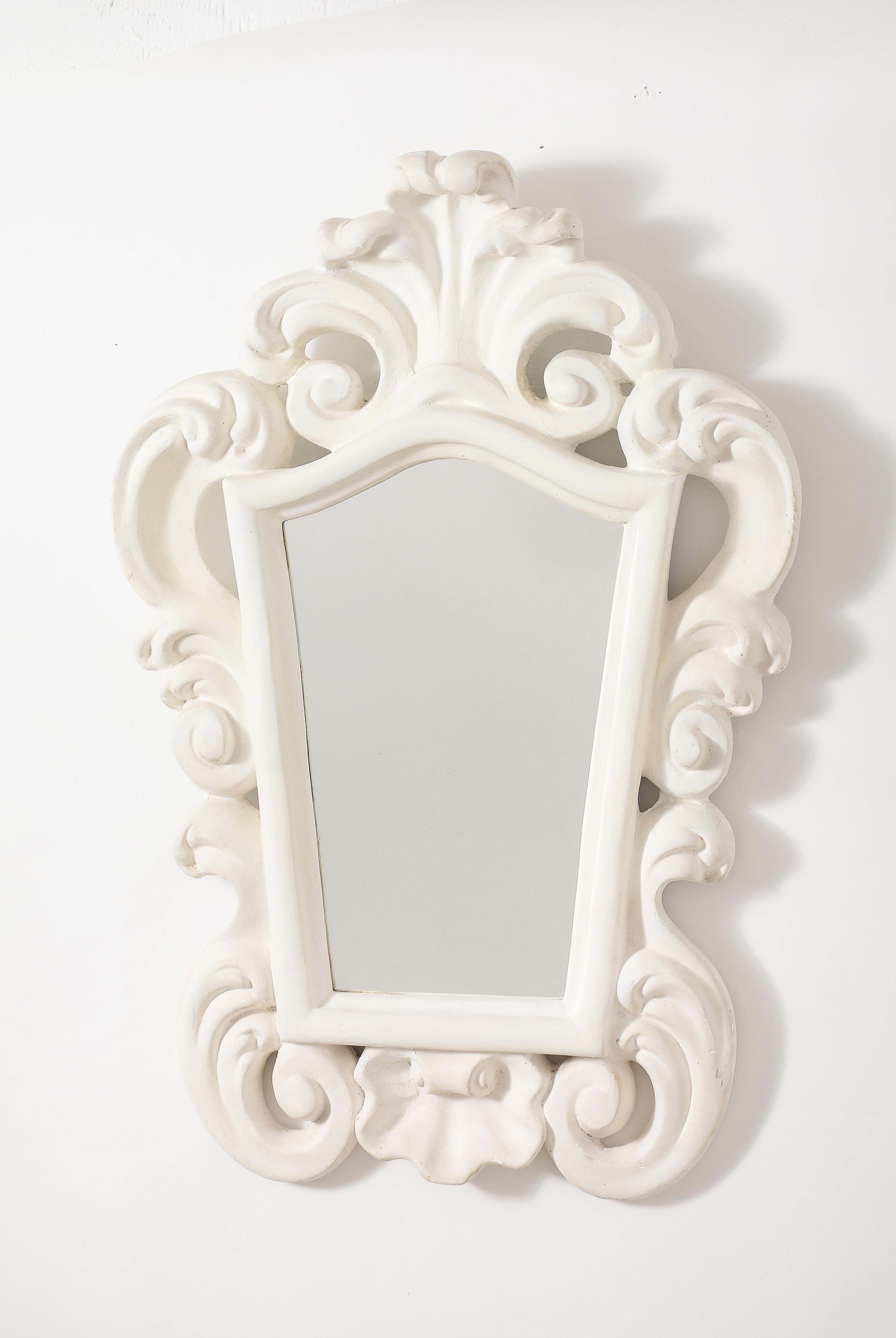 Miroir en plâtre à la manière de Serge Roche, France, années 1950 en vente 5