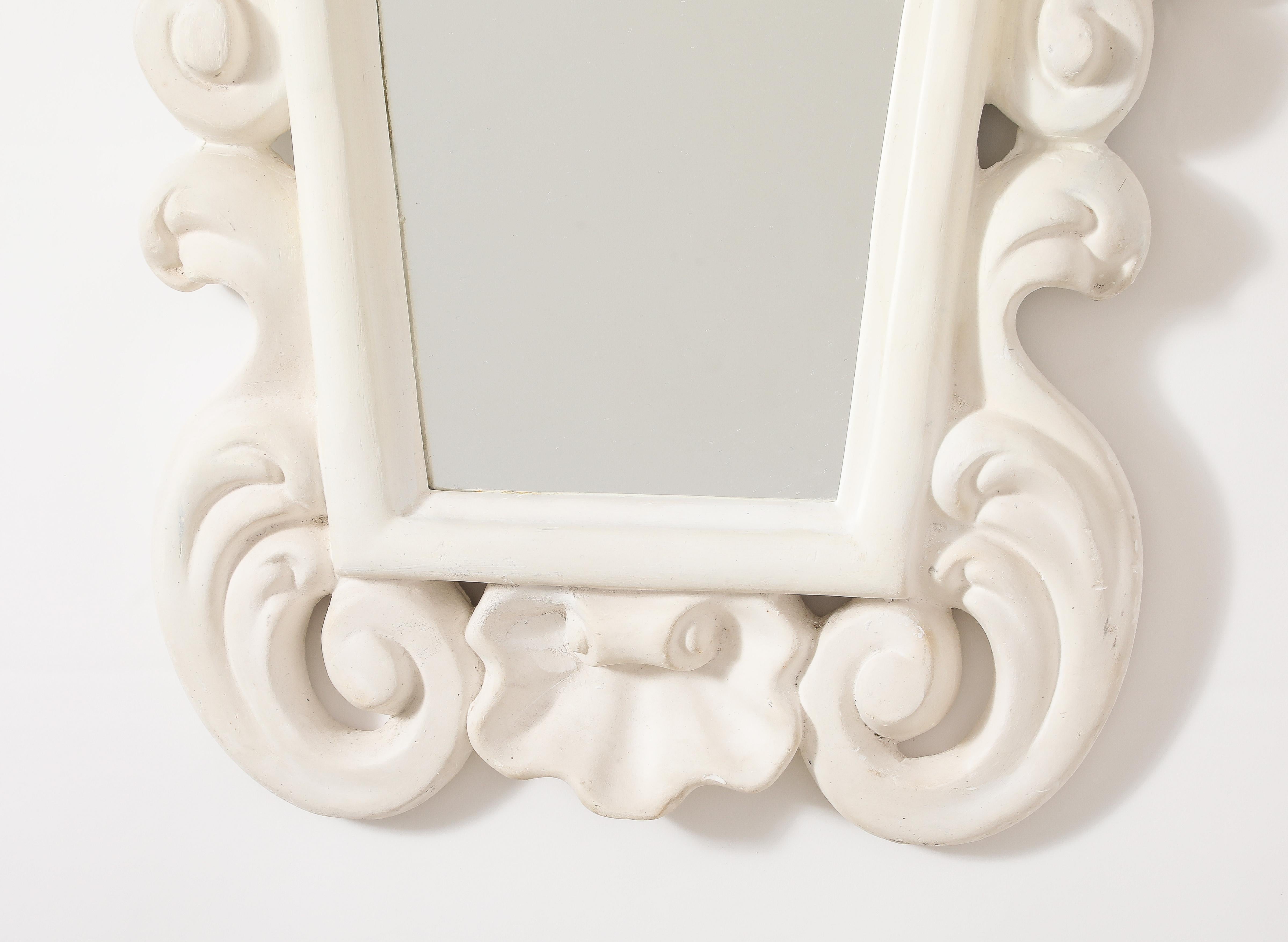 Miroir en plâtre à la manière de Serge Roche, France, années 1950 en vente 2