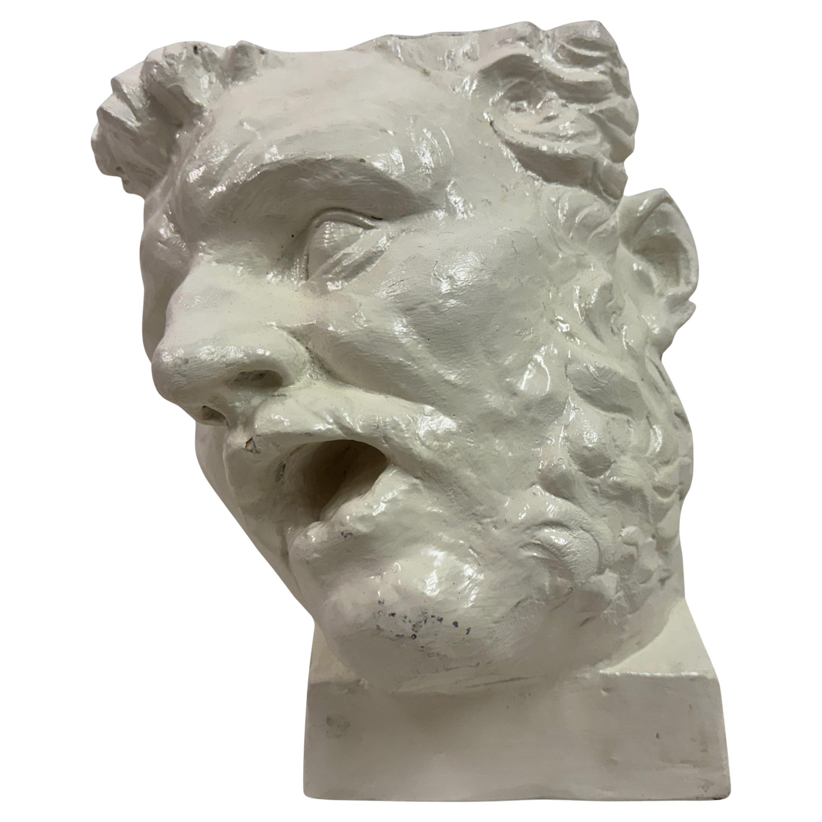 Sculpture classique représentant une tête d'homme, plâtre, belge, art de la fin du XXe siècle