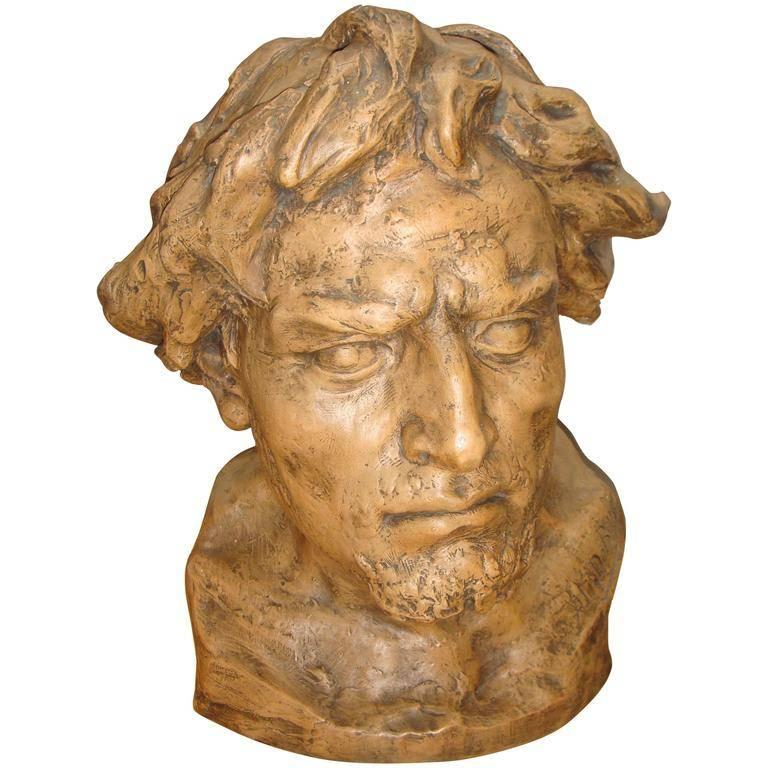 Plaster Model of a Male Bust by Aloïs De Beule, 1913 For Sale
