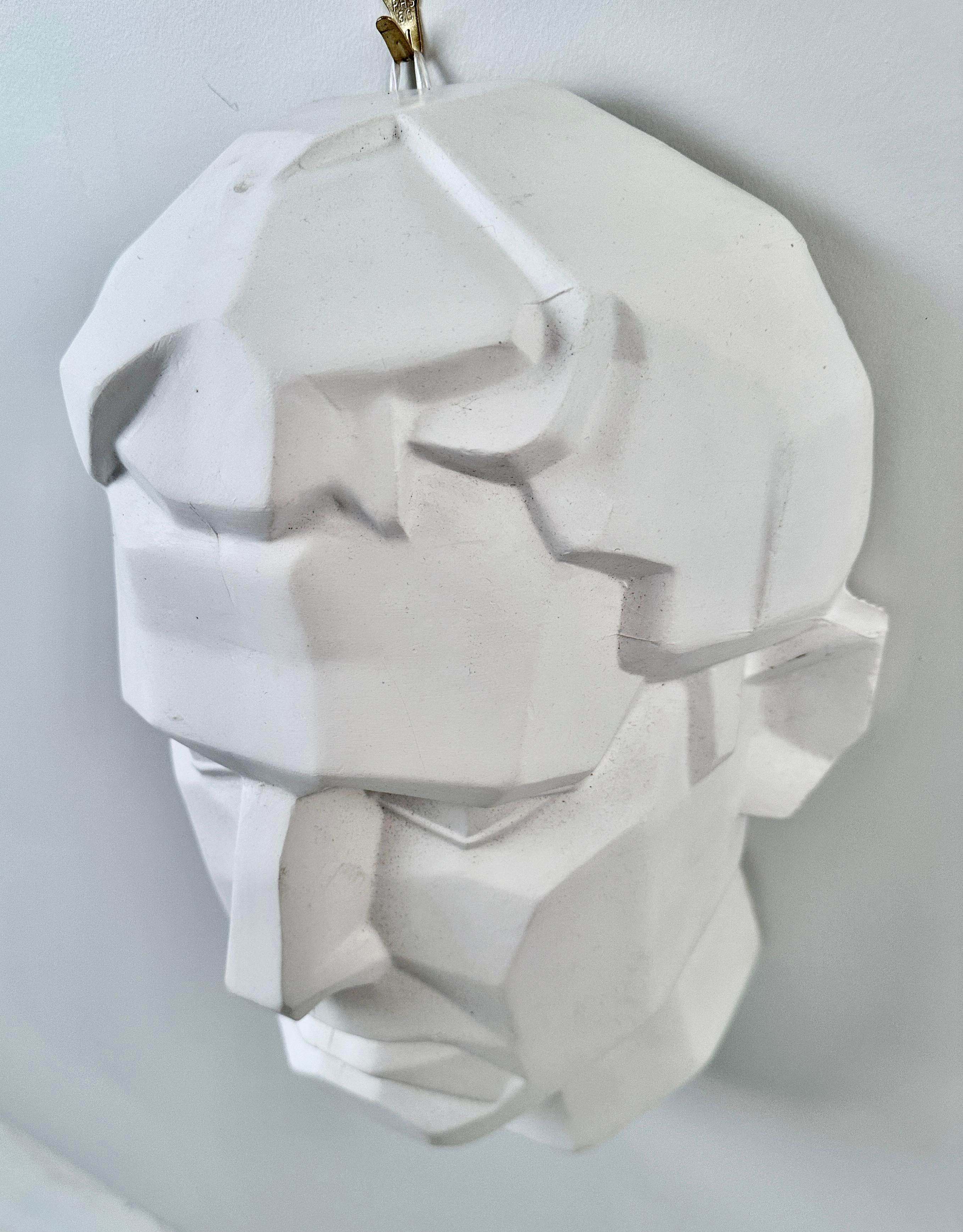 Cast Modern Man's Head in Plaster For Sale