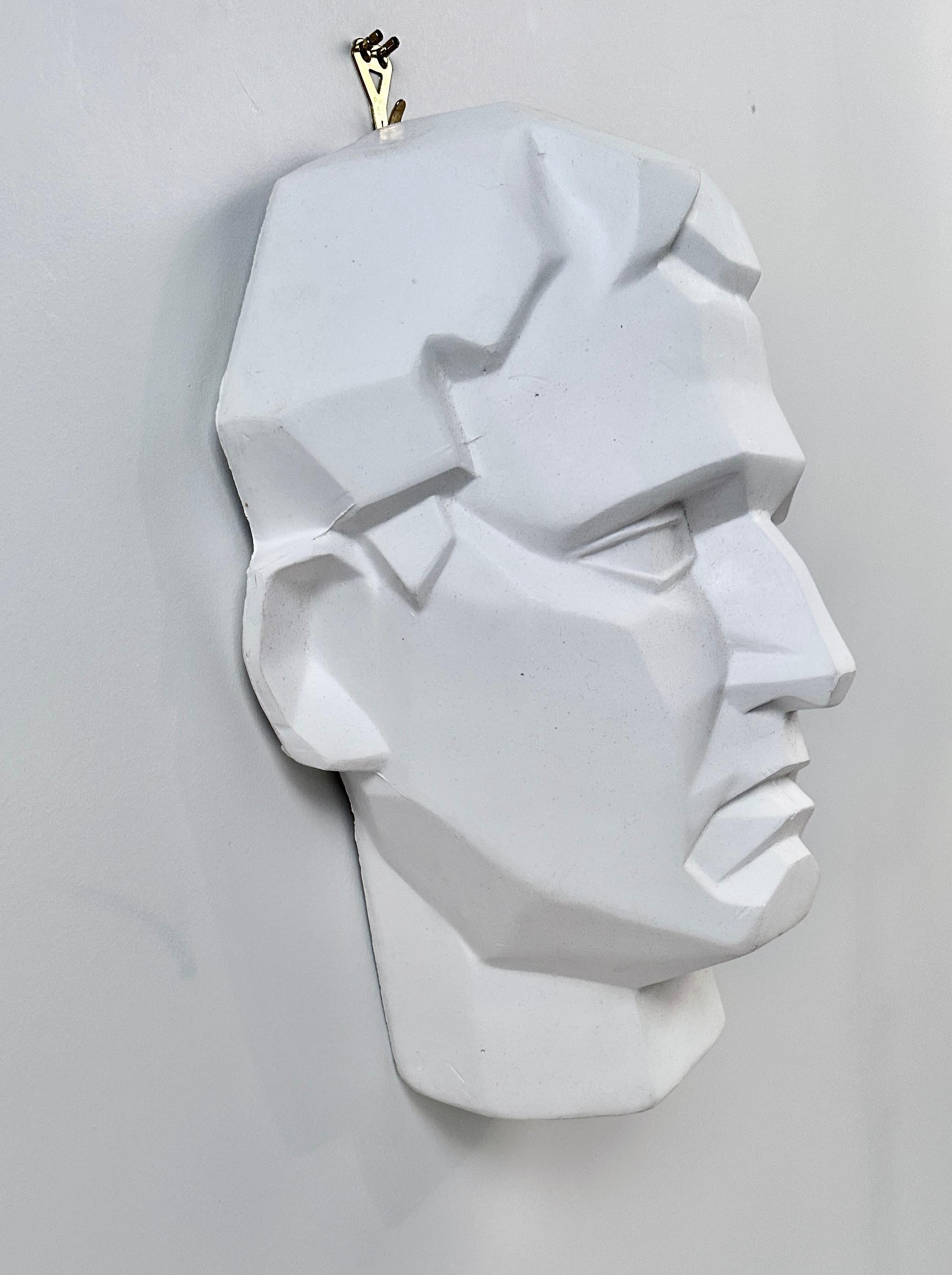 American Modern Man's Head in Plaster For Sale