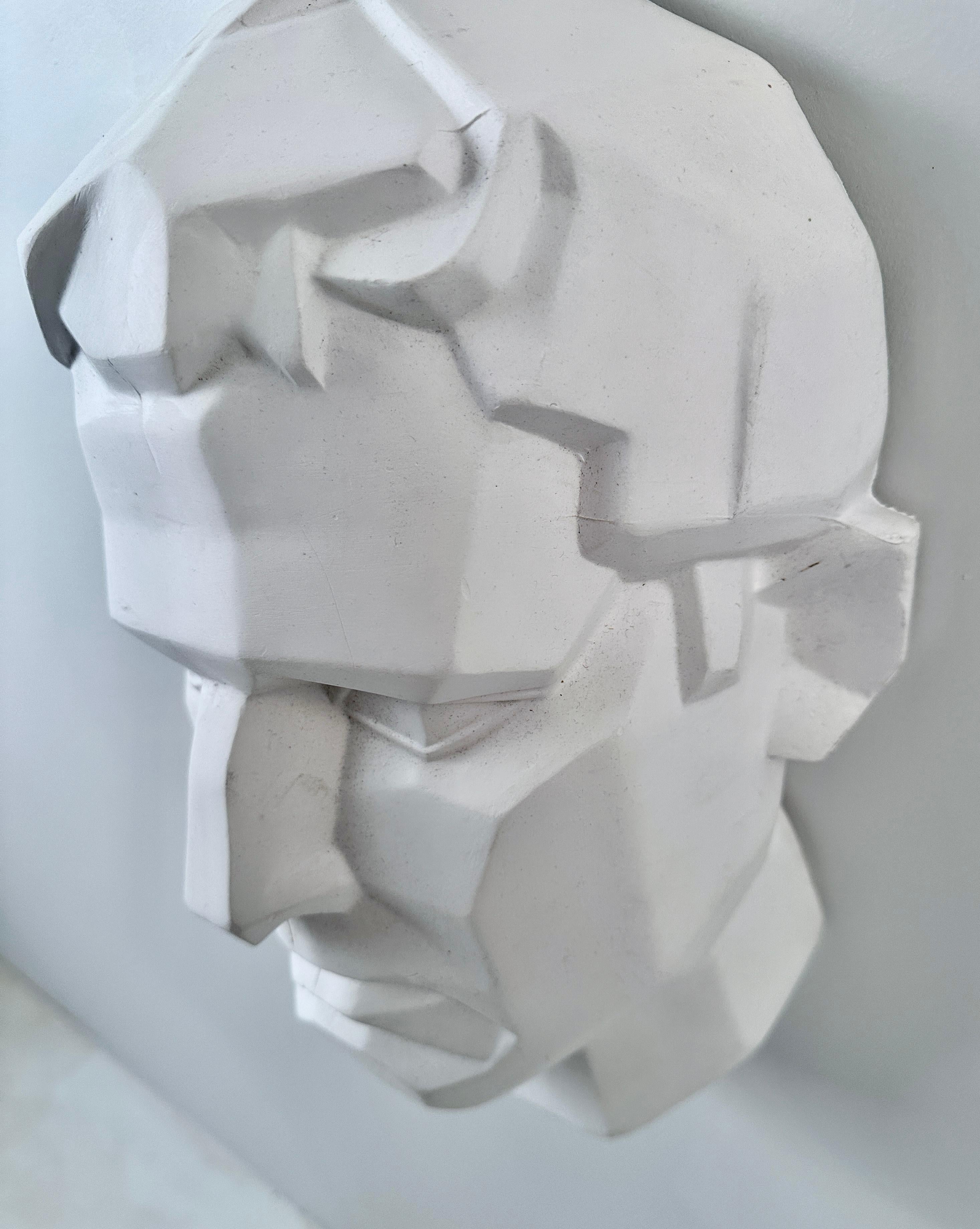Cast Modern Man's Head in Plaster For Sale