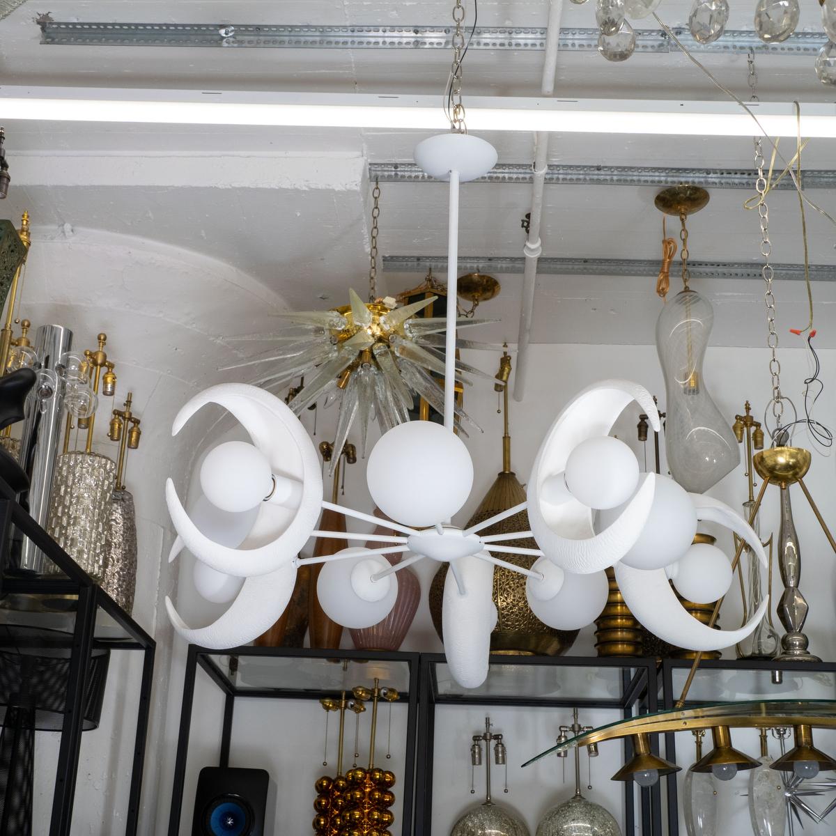 Organic Modern Plaster moon chandelier by Spark Interior For Sale