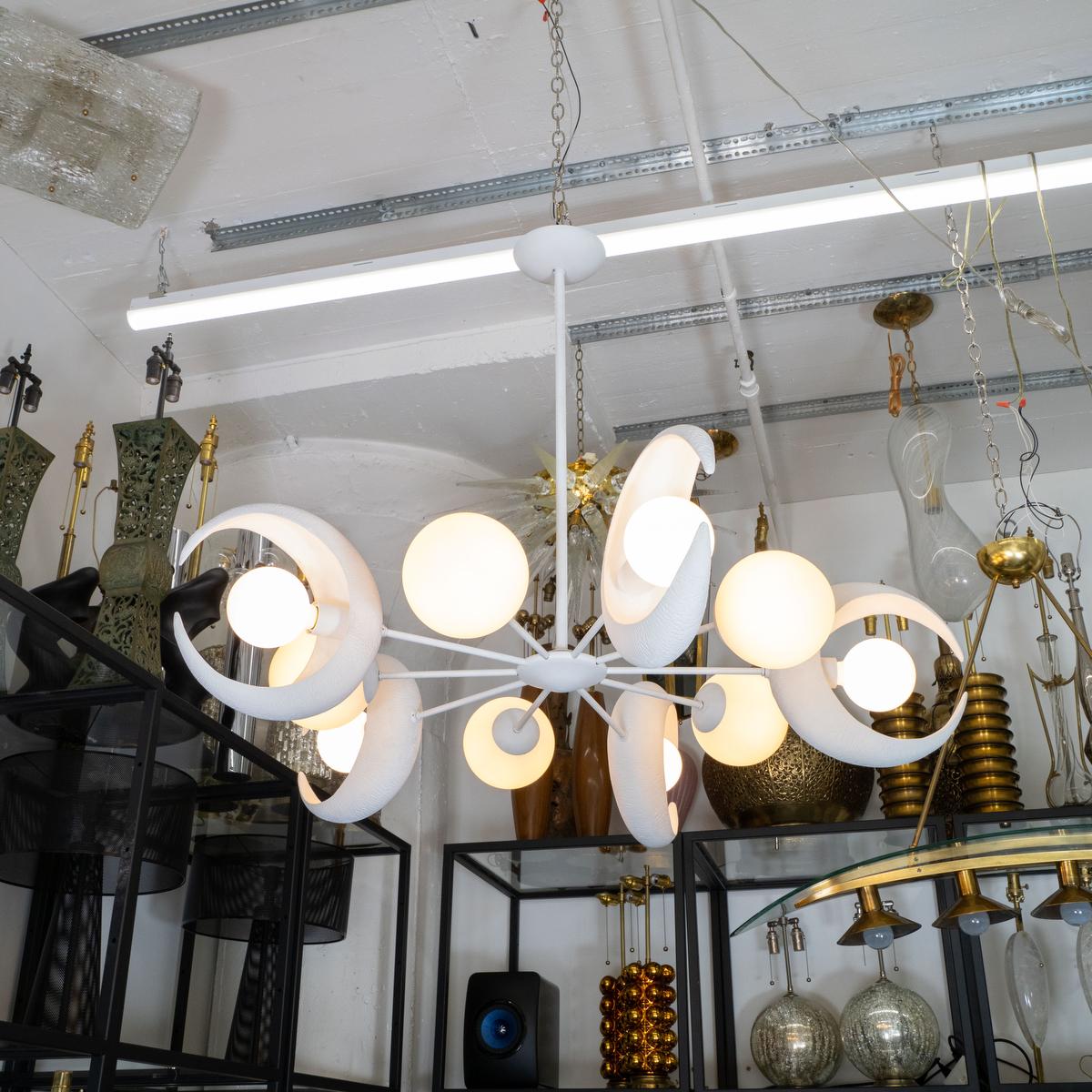 Enameled Plaster moon chandelier by Spark Interior For Sale