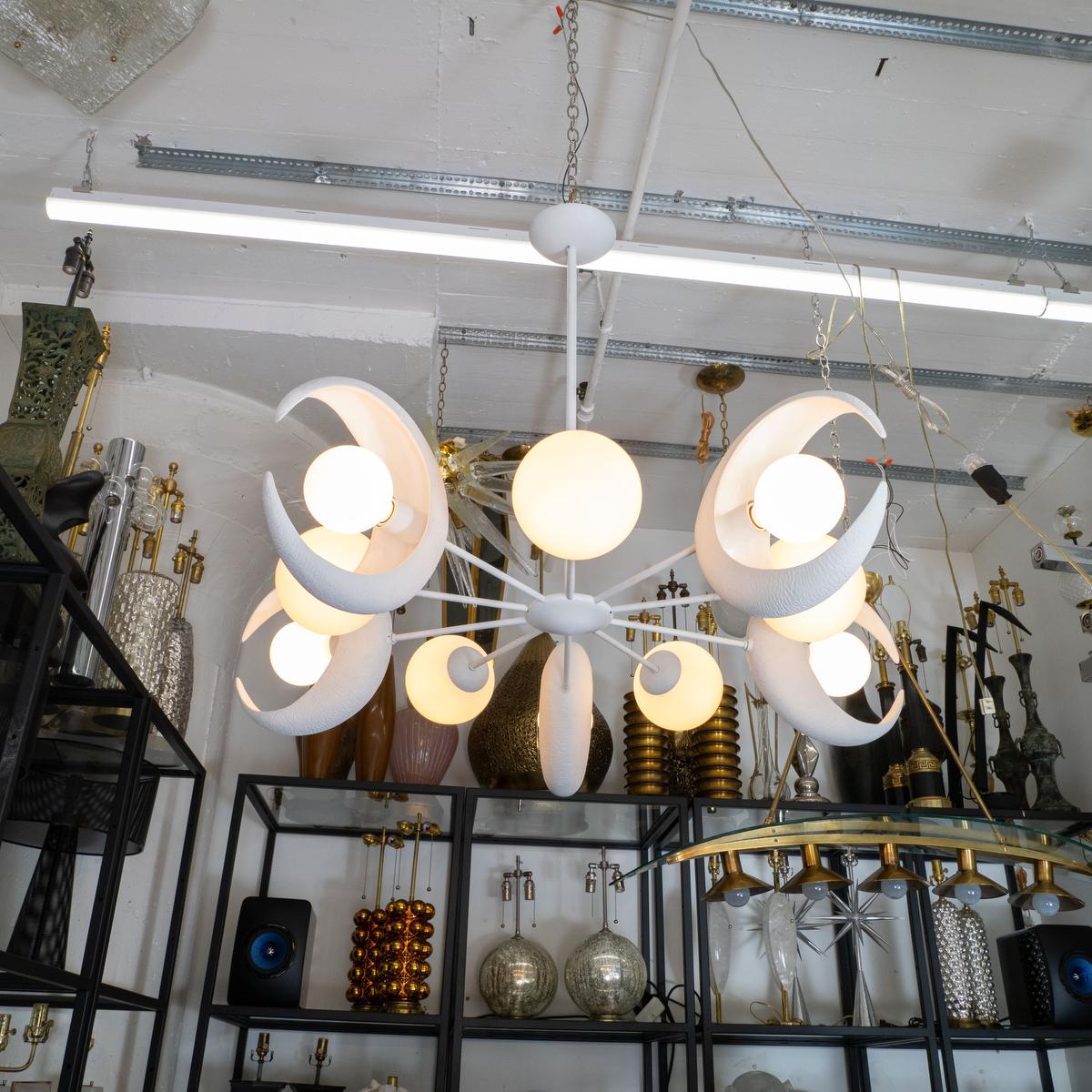 Plaster moon chandelier by Spark Interior In Excellent Condition For Sale In Tarrytown, NY