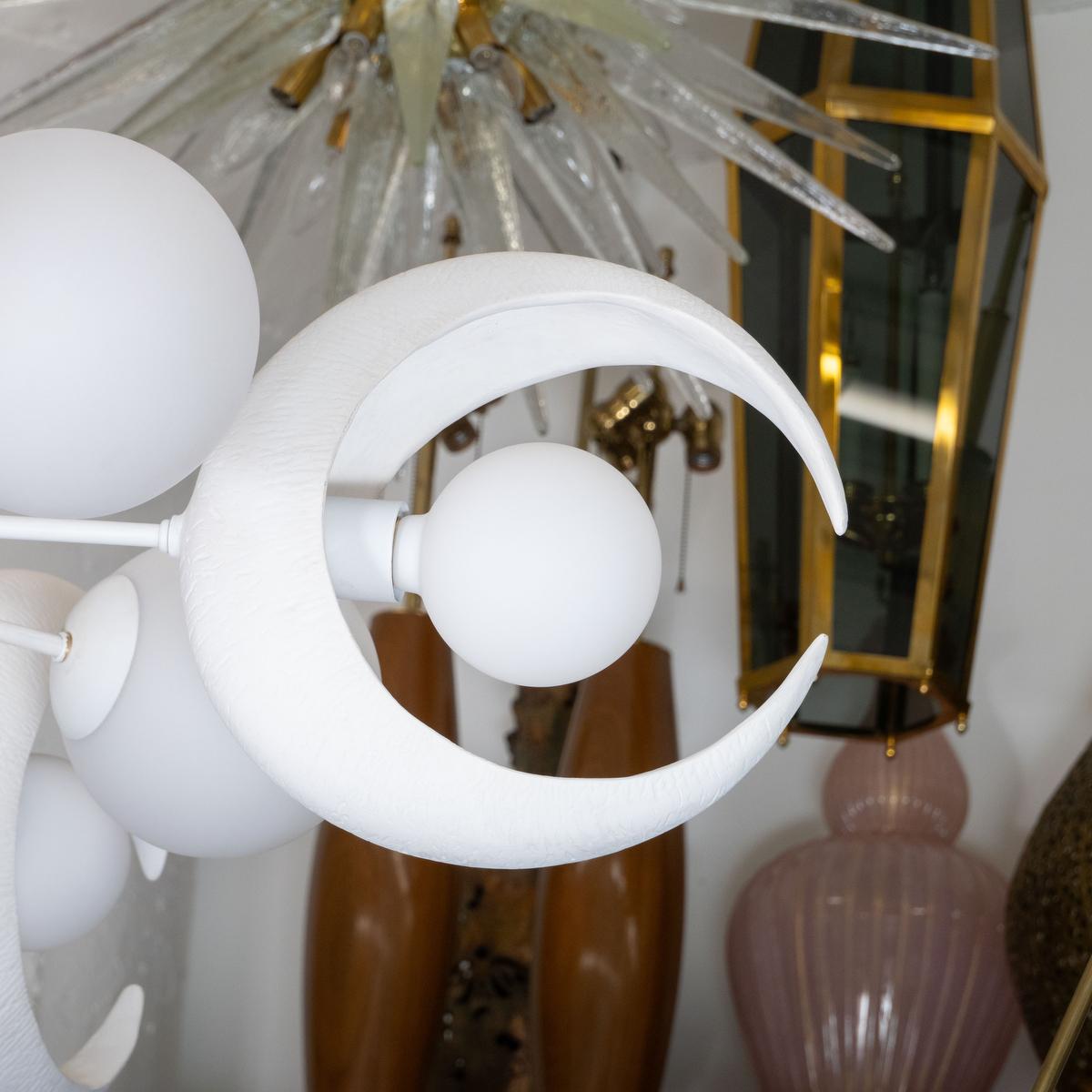 Plaster moon chandelier by Spark Interior For Sale 2