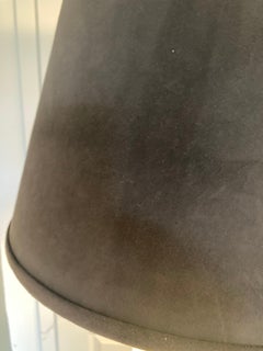 Plaster moulded and decorated Cherub Lamp Circa 1930's Grey Velvet look shade