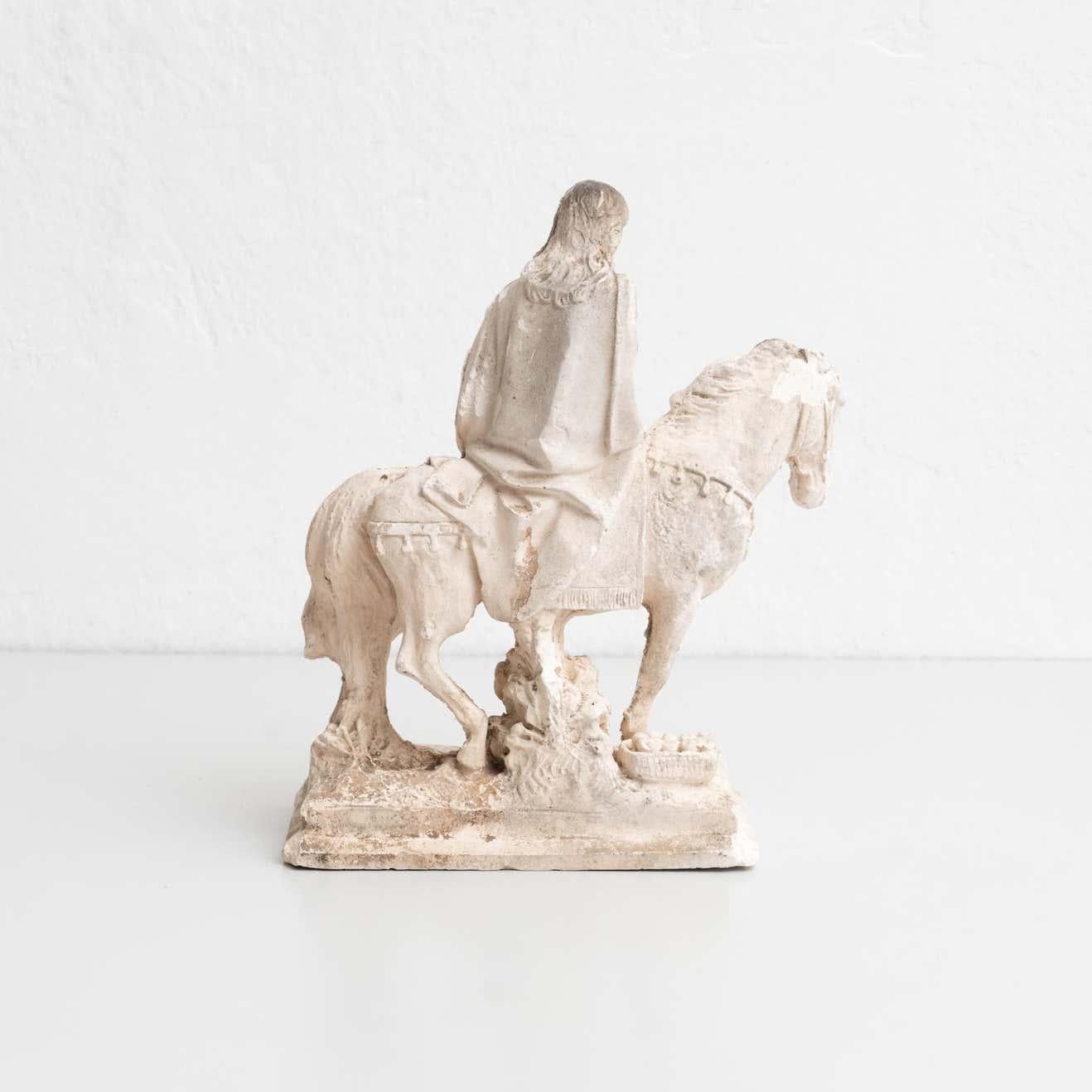 Plaster Mounted Horse Rider Traditional Figure, circa 1950 For Sale 6