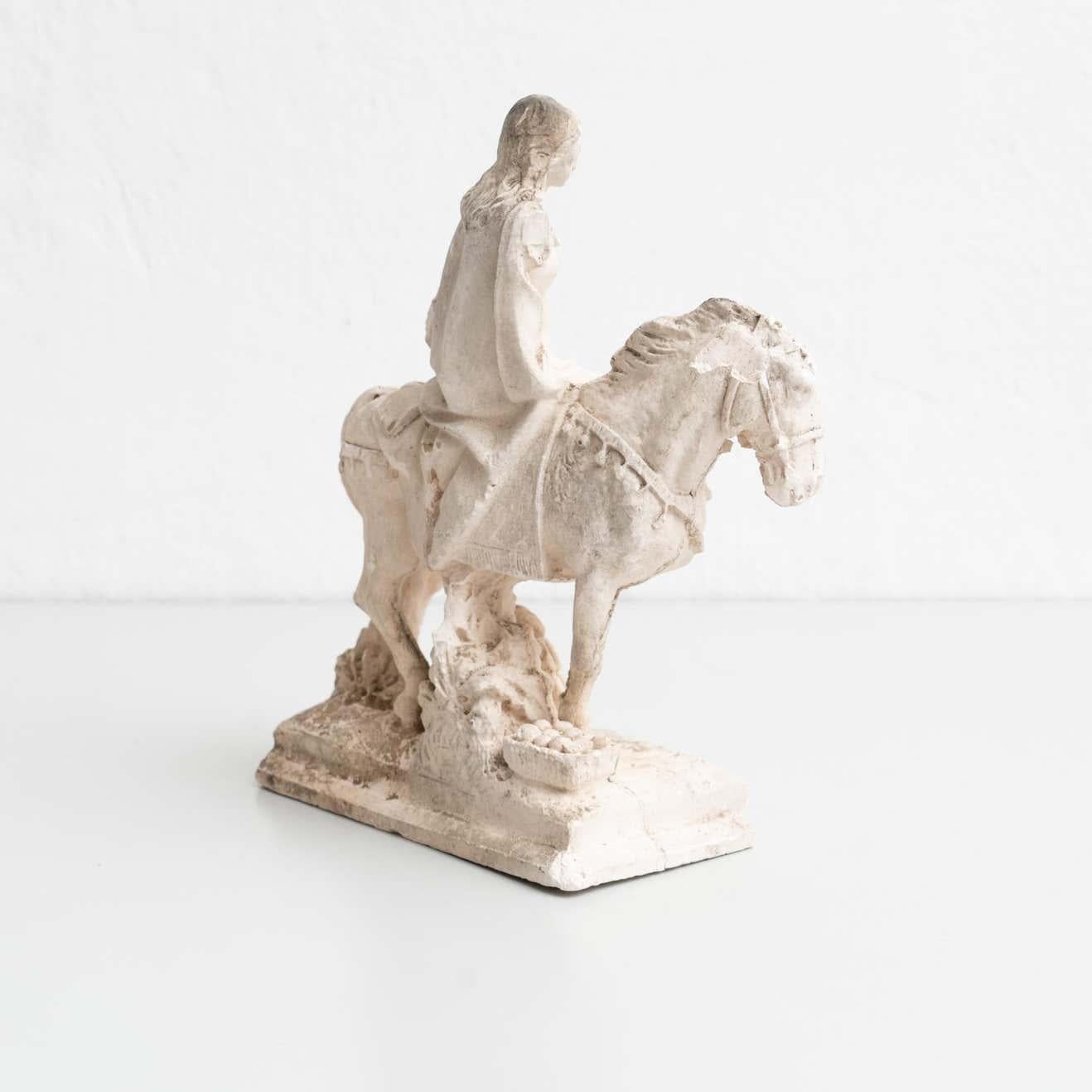 Plaster Mounted Horse Rider Traditional Figure, circa 1950 For Sale 8