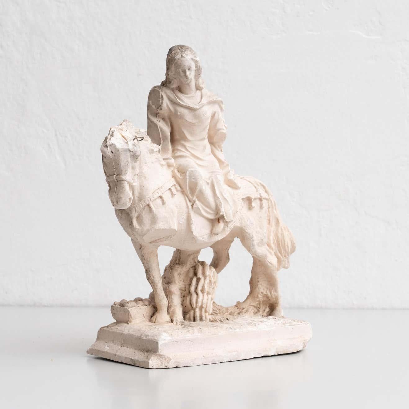 Modern Plaster Mounted Horse Rider Traditional Figure, circa 1950 For Sale