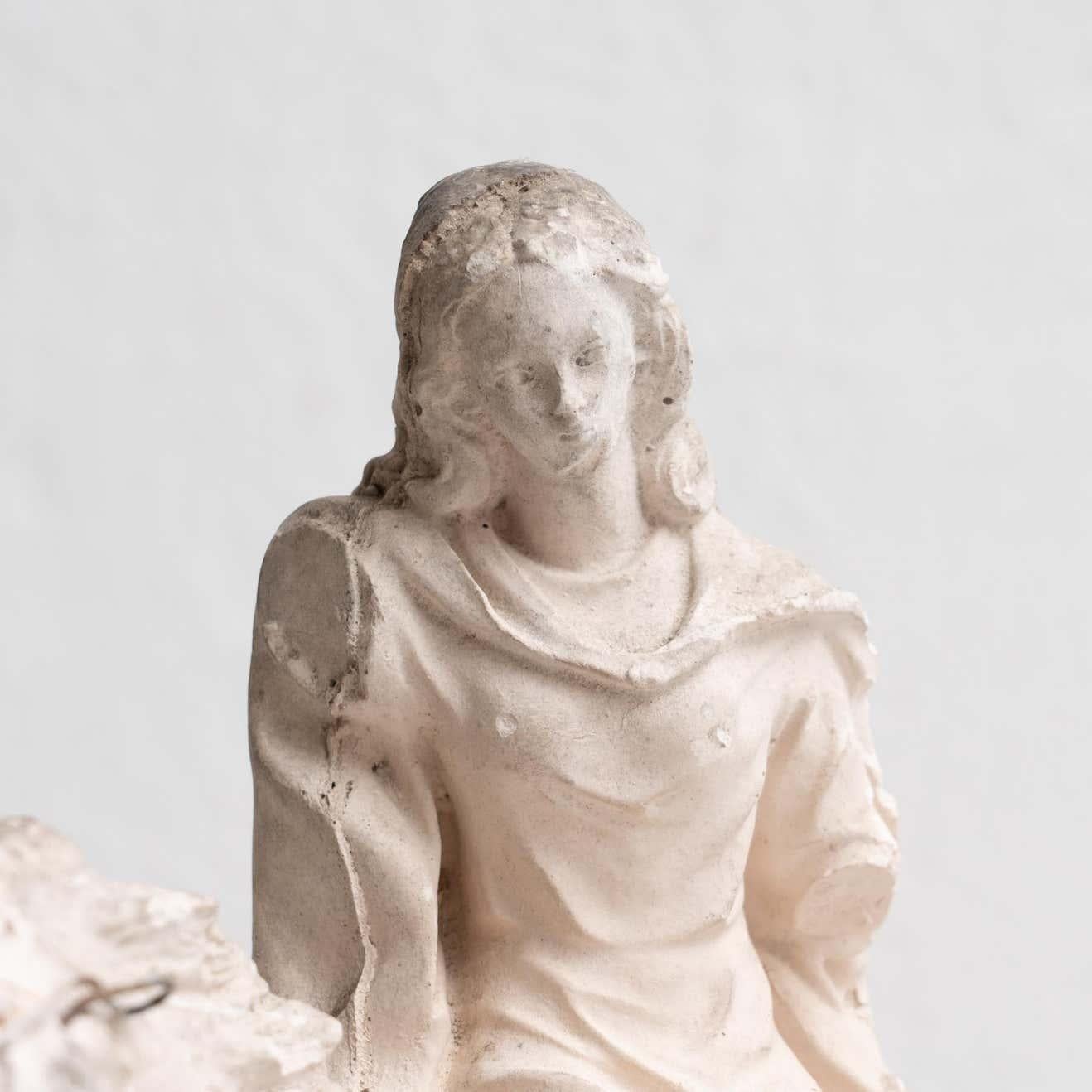 Spanish Plaster Mounted Horse Rider Traditional Figure, circa 1950 For Sale