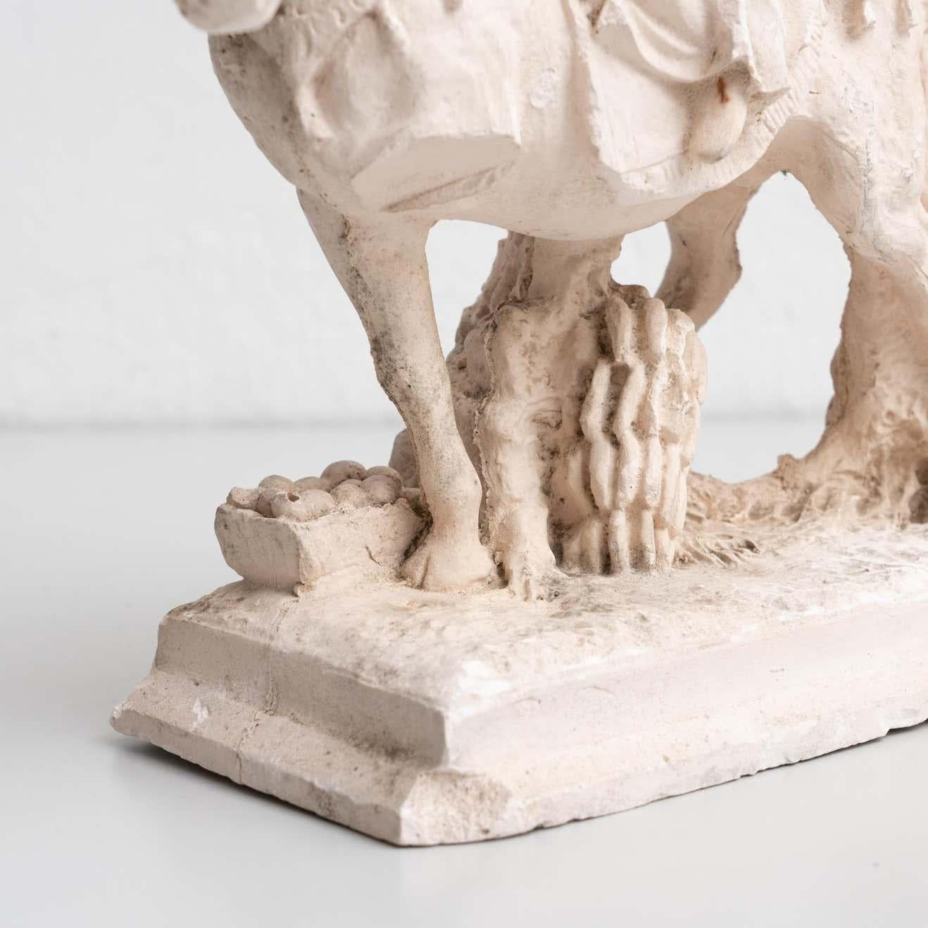 Plaster Mounted Horse Rider Traditional Figure, circa 1950 In Good Condition For Sale In Barcelona, ES