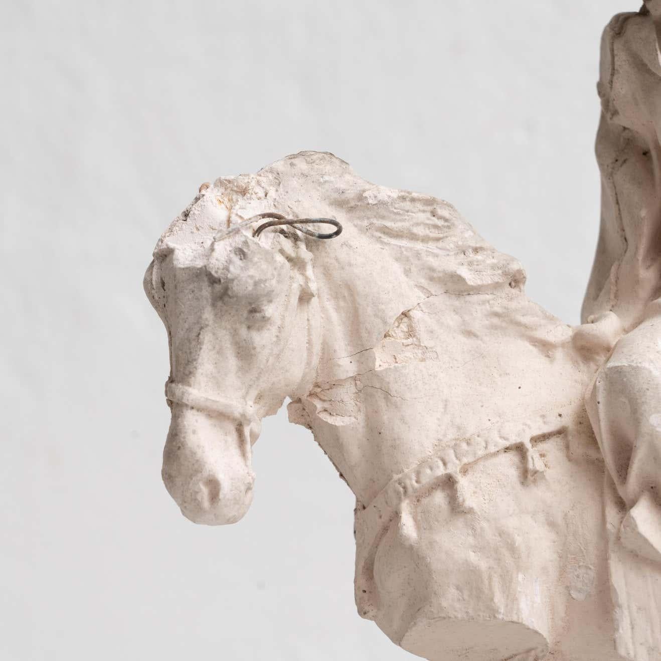 Plaster Mounted Horse Rider Traditional Figure, circa 1950 For Sale 1