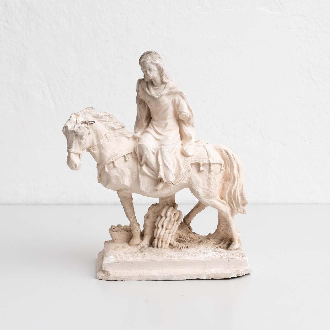 Plaster Mounted Horse Rider Traditional Figure, circa 1950 For Sale 2