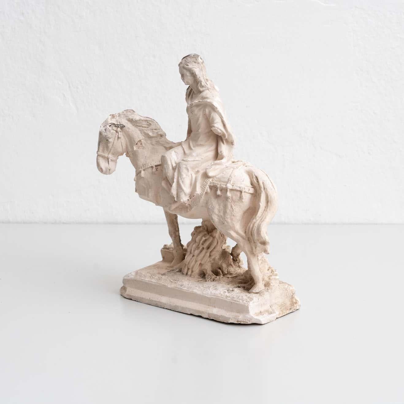 Plaster Mounted Horse Rider Traditional Figure, circa 1950 For Sale 3