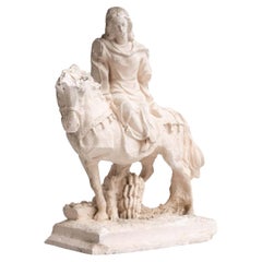 Figura tradizionale di cavaliere di cavallo in gesso, 1950 circa