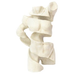 Plaster of Paris and Mixed-Media Fragmented Abstract Torso Sculpture